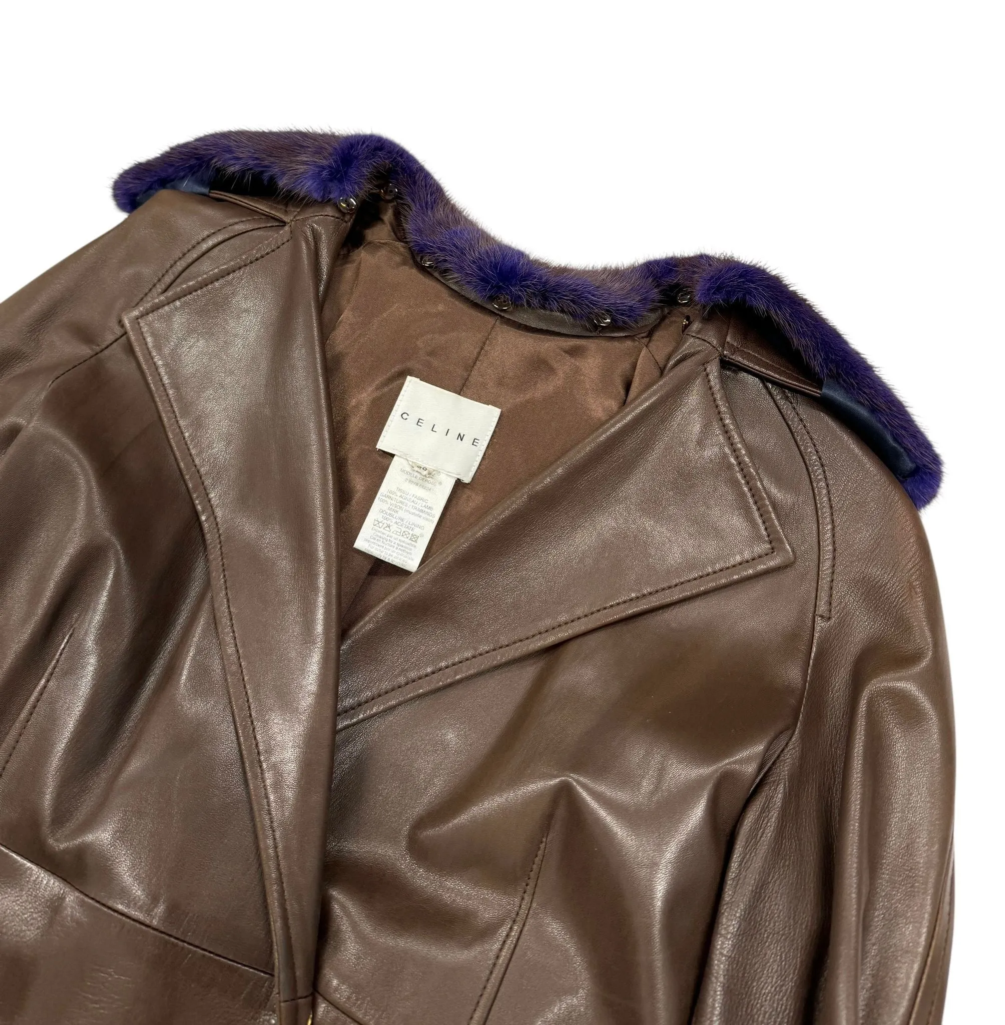 Celine Leather Logo Button Jacket