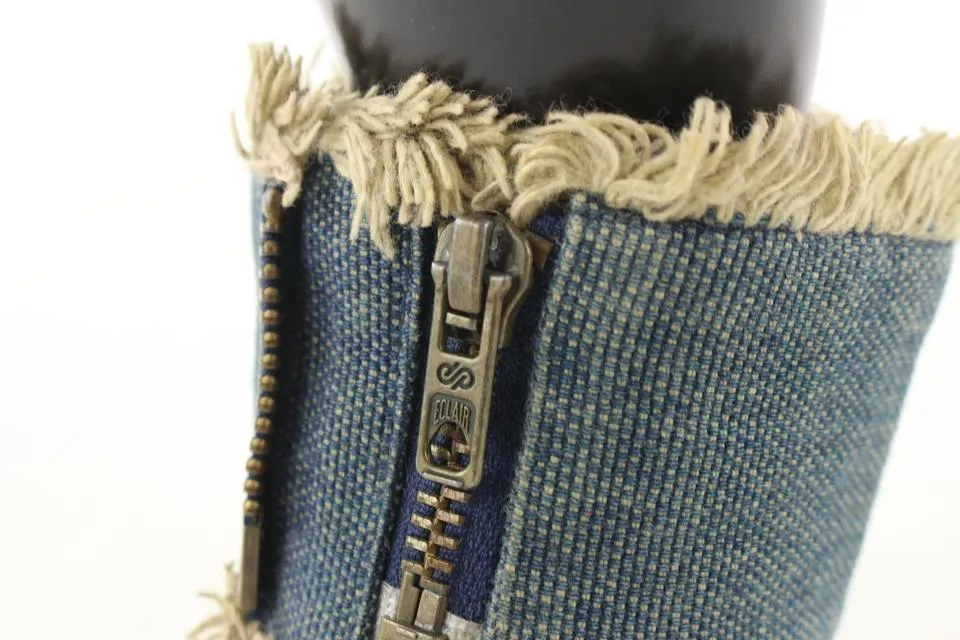 Chanel 01p Denim CC Crystal Logo Cuff Bracelet 611cas616