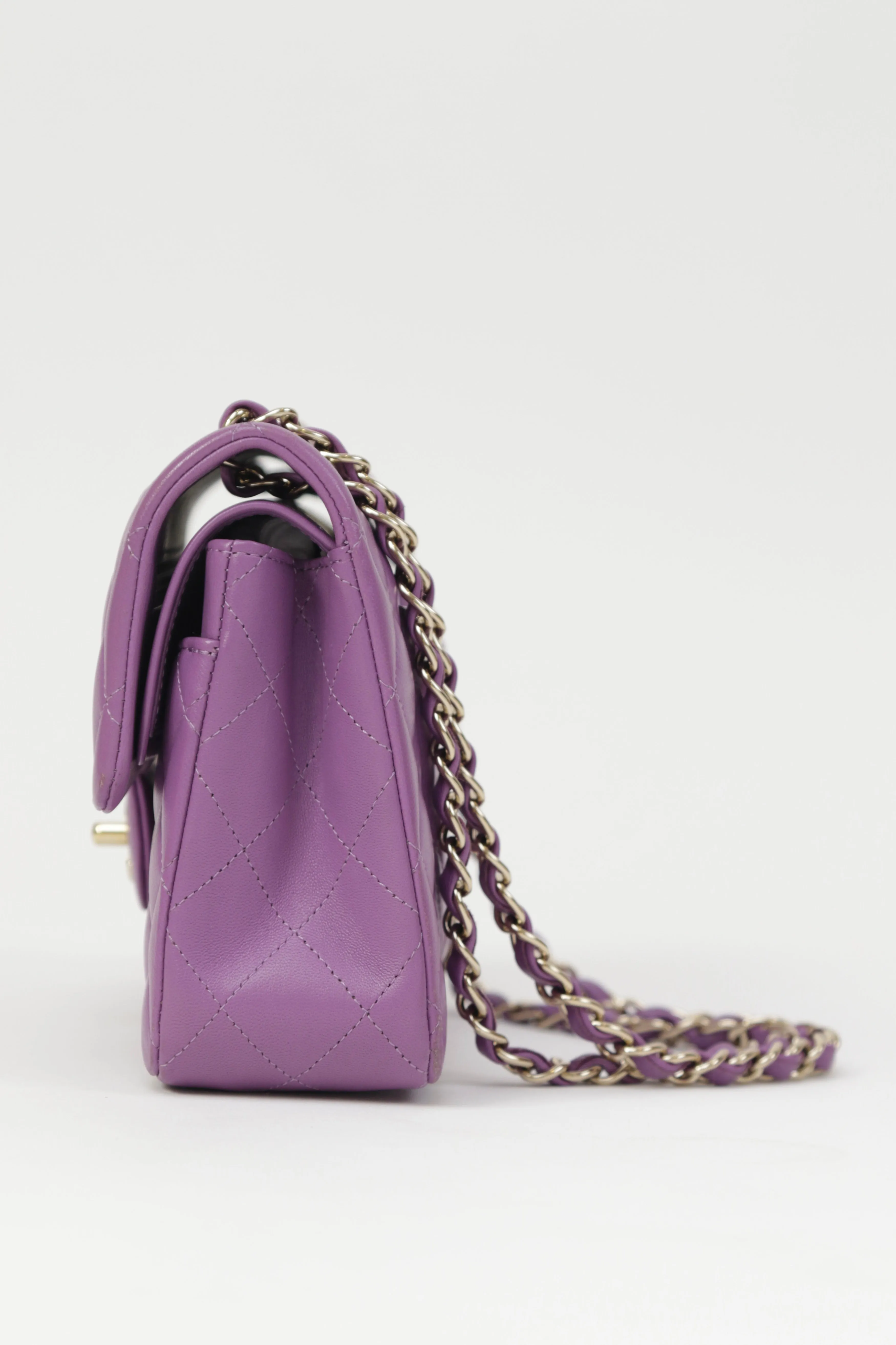 Chanel 22P Purple Lambskin Quilted Small Classic Flap Bag