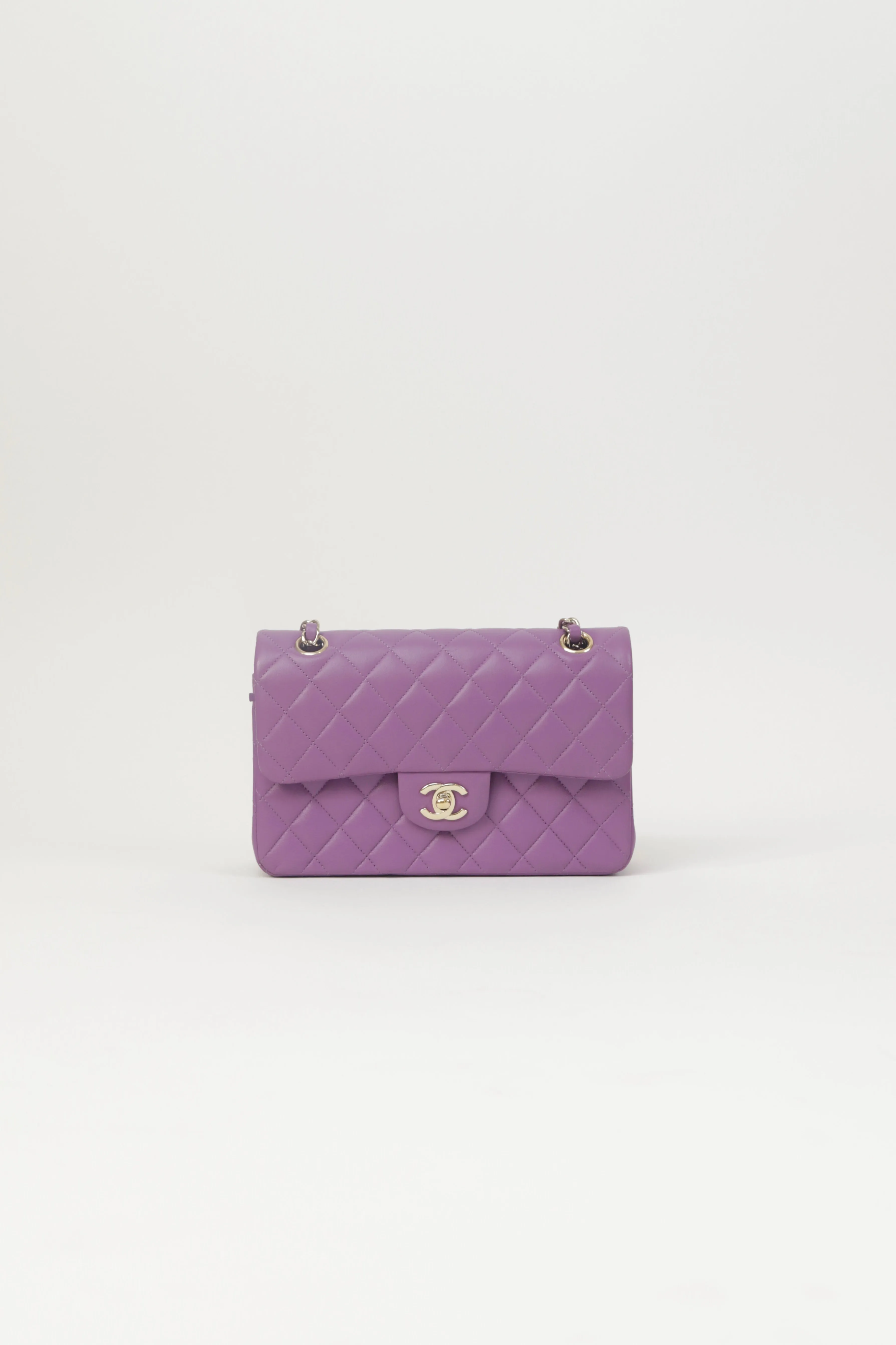 Chanel 22P Purple Lambskin Quilted Small Classic Flap Bag