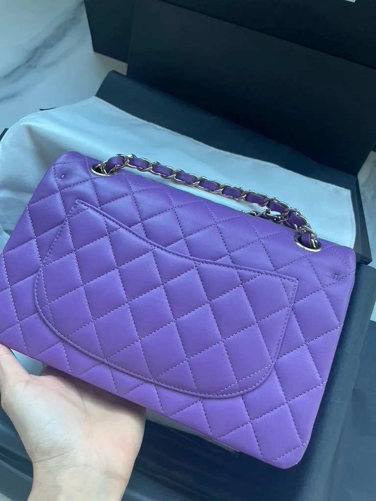 Chanel 22P Purple Lambskin Quilted Small Classic Flap Bag
