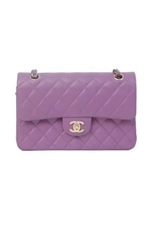 Chanel 22P Purple Lambskin Quilted Small Classic Flap Bag