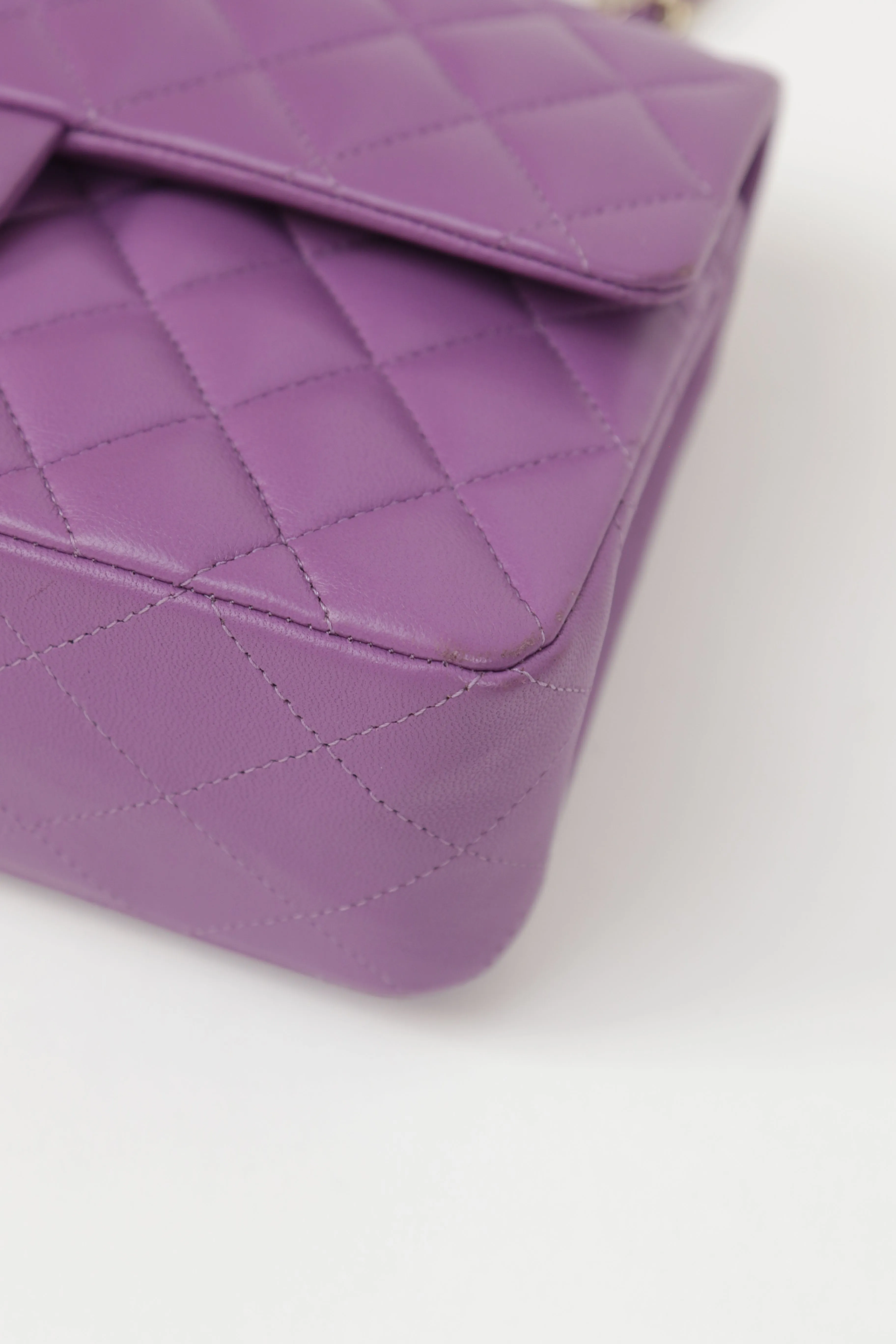 Chanel 22P Purple Lambskin Quilted Small Classic Flap Bag