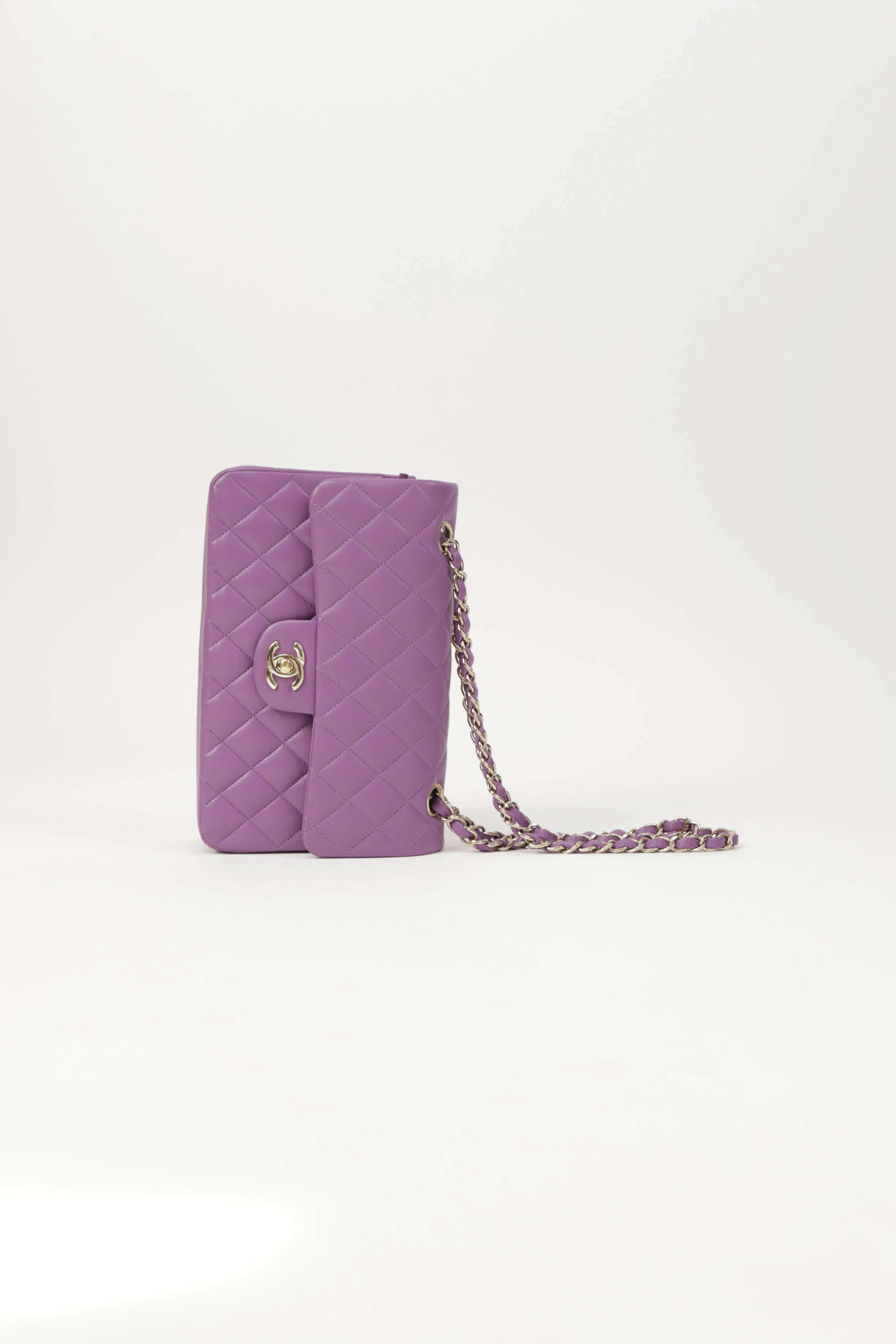 Chanel 22P Purple Lambskin Quilted Small Classic Flap Bag