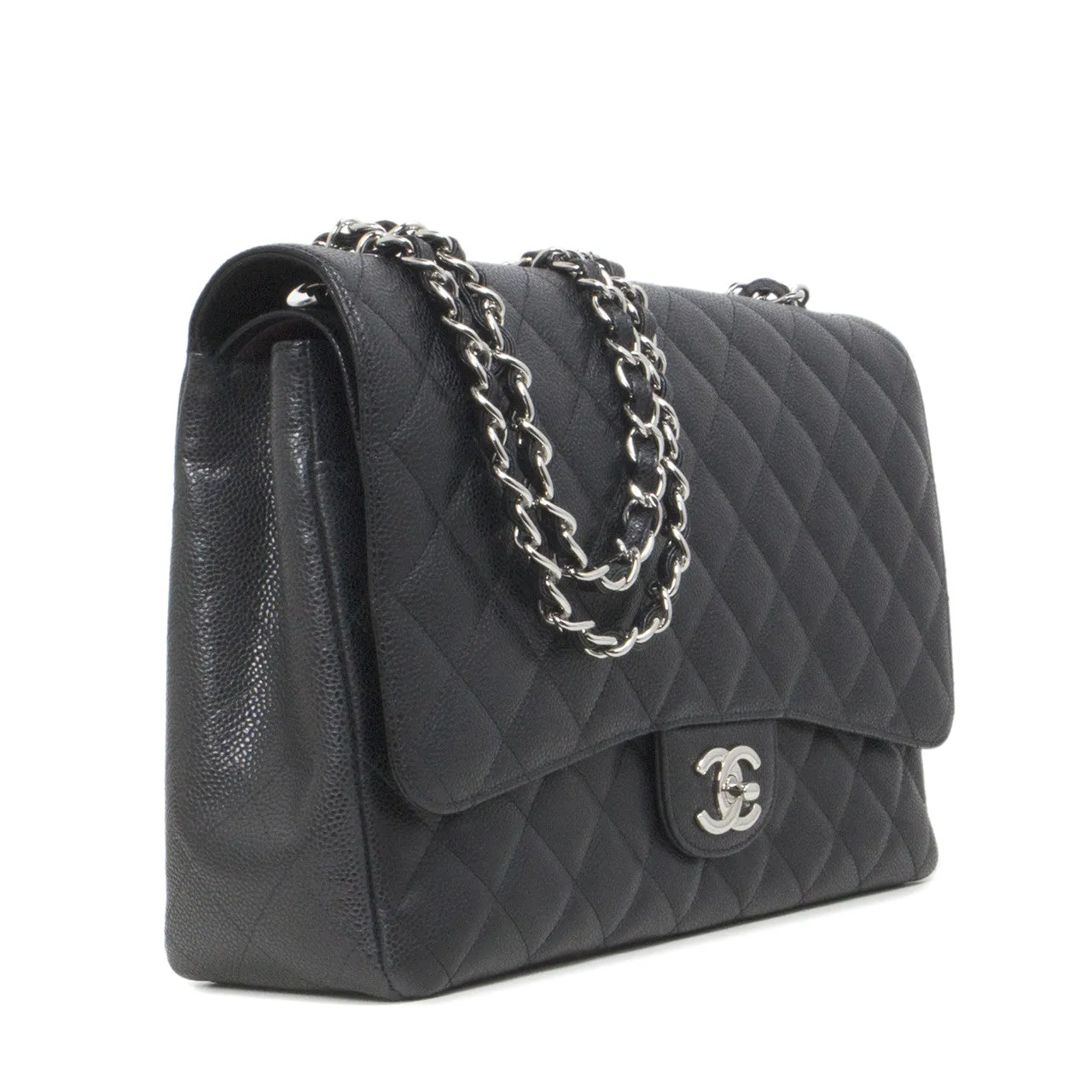 Chanel Black  Caviar Maxi Classic Double Flap