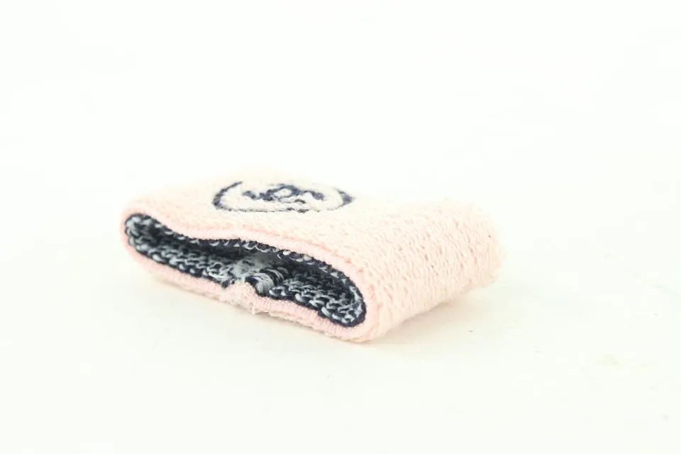 Chanel Pink x Black Gym Bracelet Sweatband Wrist Band 700cas621