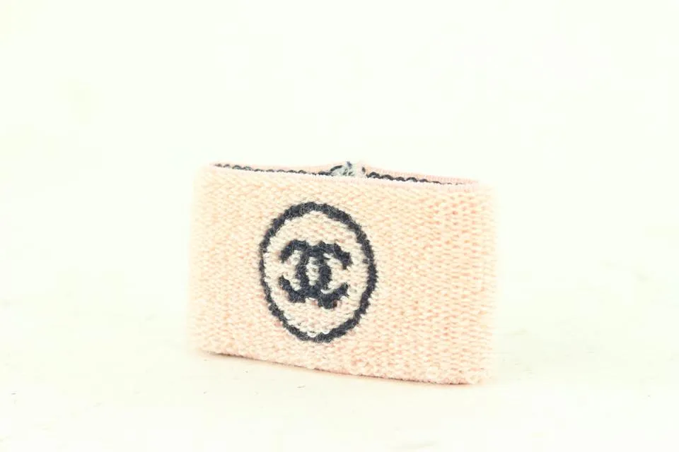 Chanel Pink x Black Wristband Sweat Band Gym Bracelet 730cas622