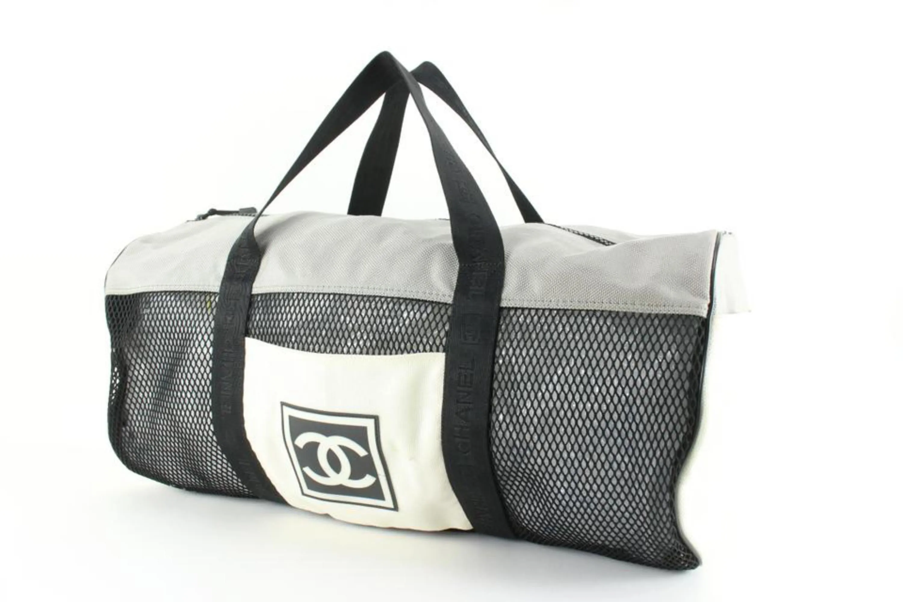 Chanel XL Mesh CC Logo Duffle Bag Boston Travel Gym 39ck824s