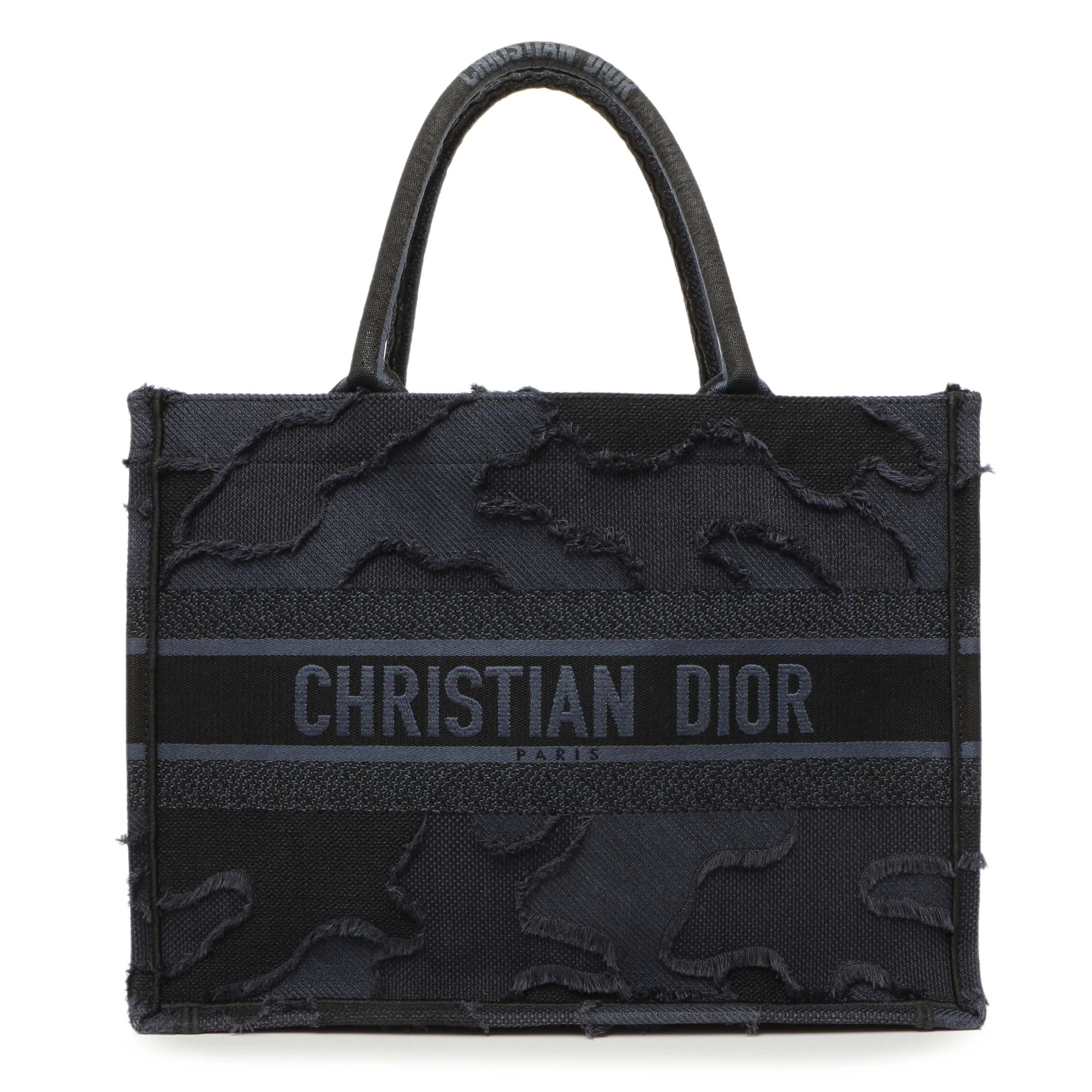 Christian Dior Blue Embroidered Camouflage Medium Book Tote