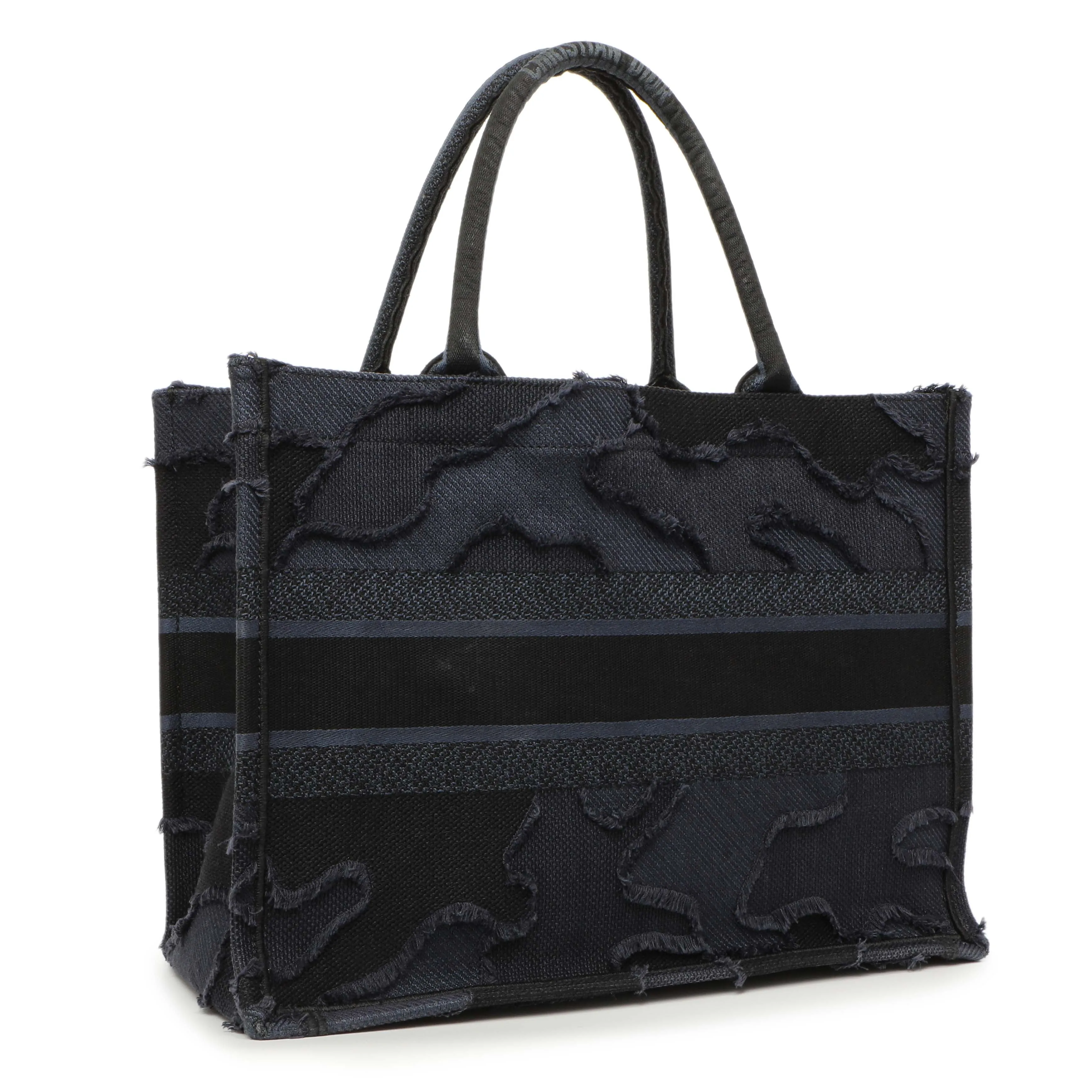 Christian Dior Blue Embroidered Camouflage Medium Book Tote
