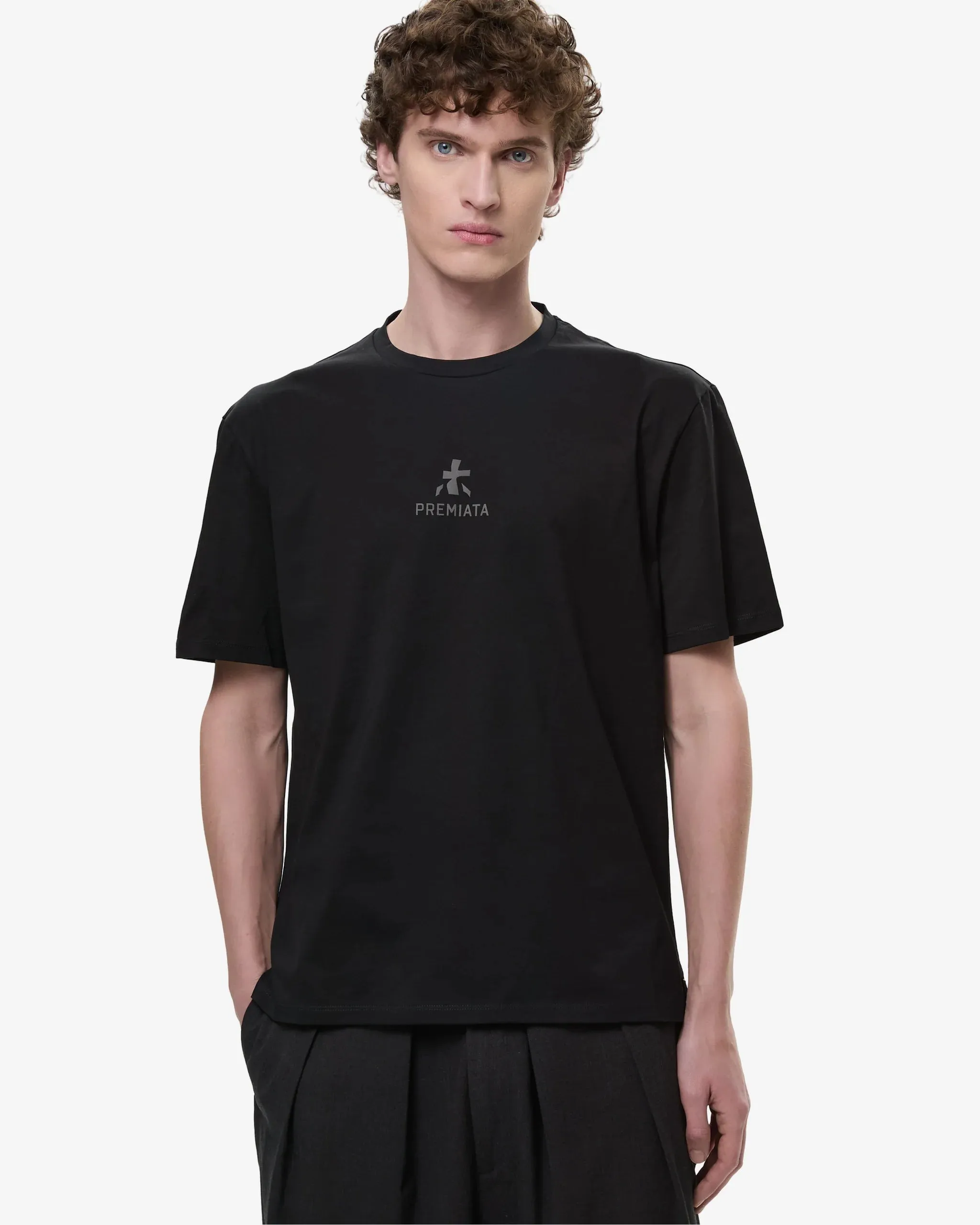 Cotton T-Shirt with Bonded Details and Hot Finish Black