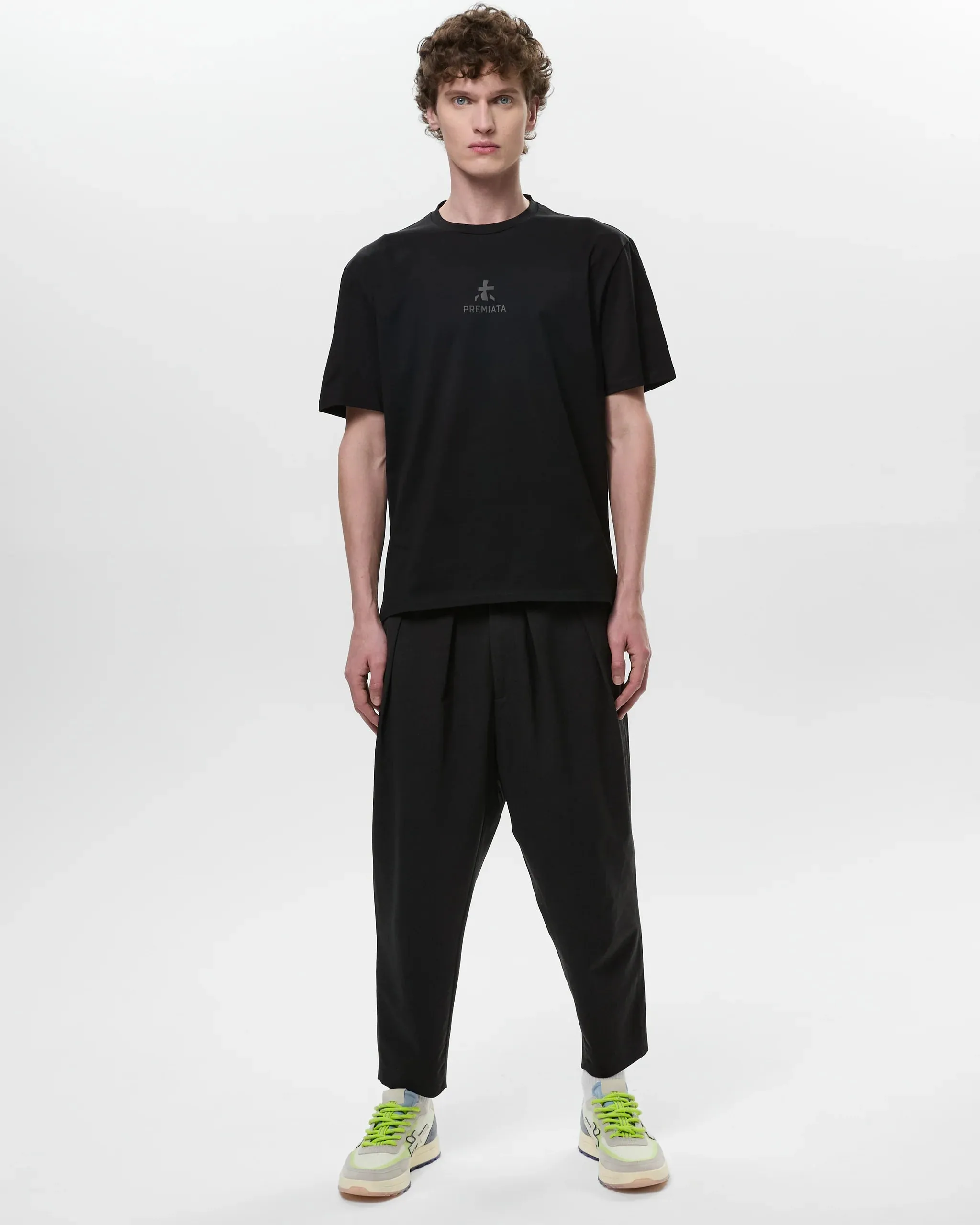 Cotton T-Shirt with Bonded Details and Hot Finish Black