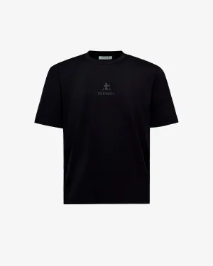 Cotton T-Shirt with Bonded Details and Hot Finish Black