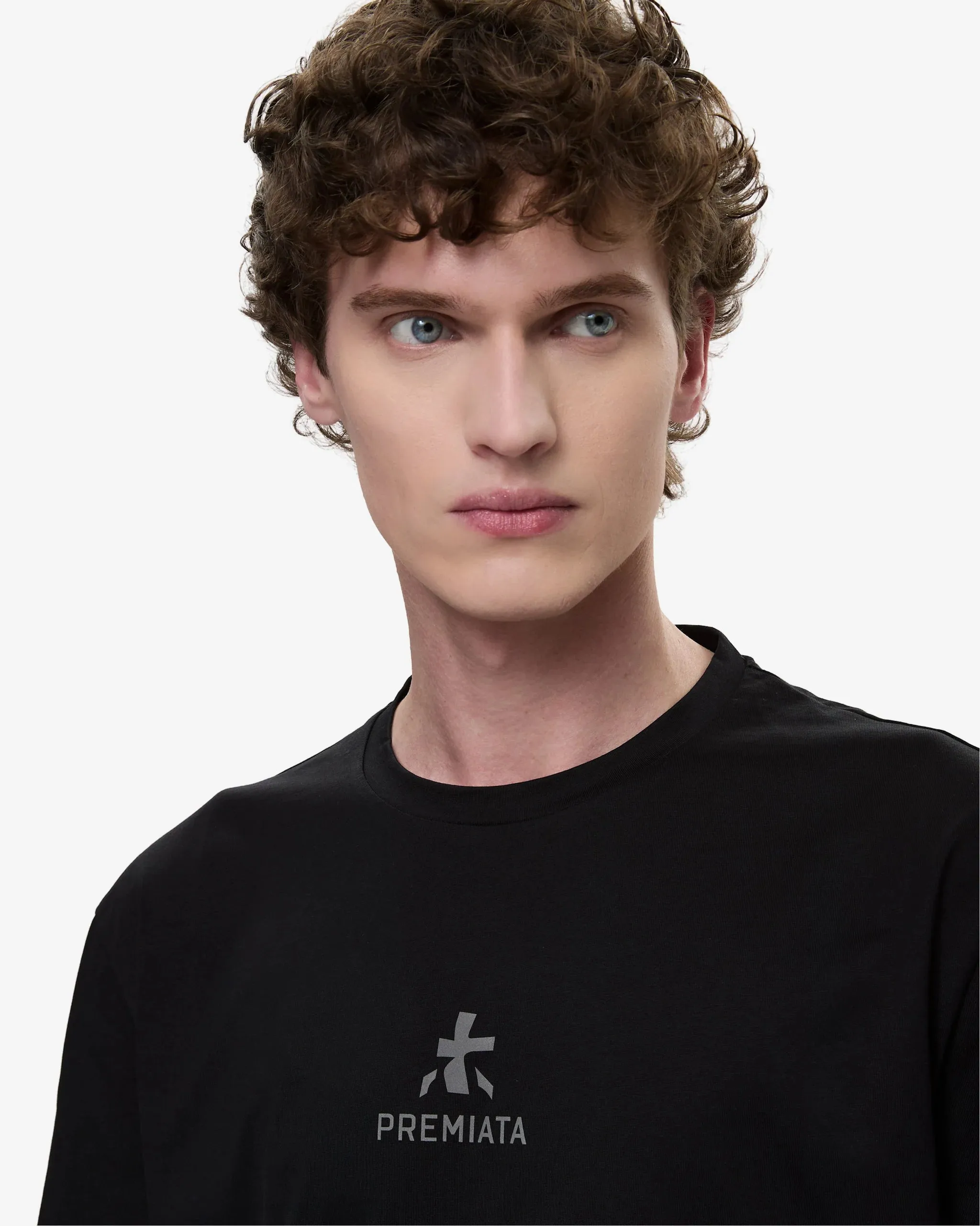 Cotton T-Shirt with Bonded Details and Hot Finish Black
