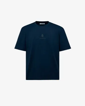 Cotton T-Shirt with Bonded Details and Hot Finish Blue