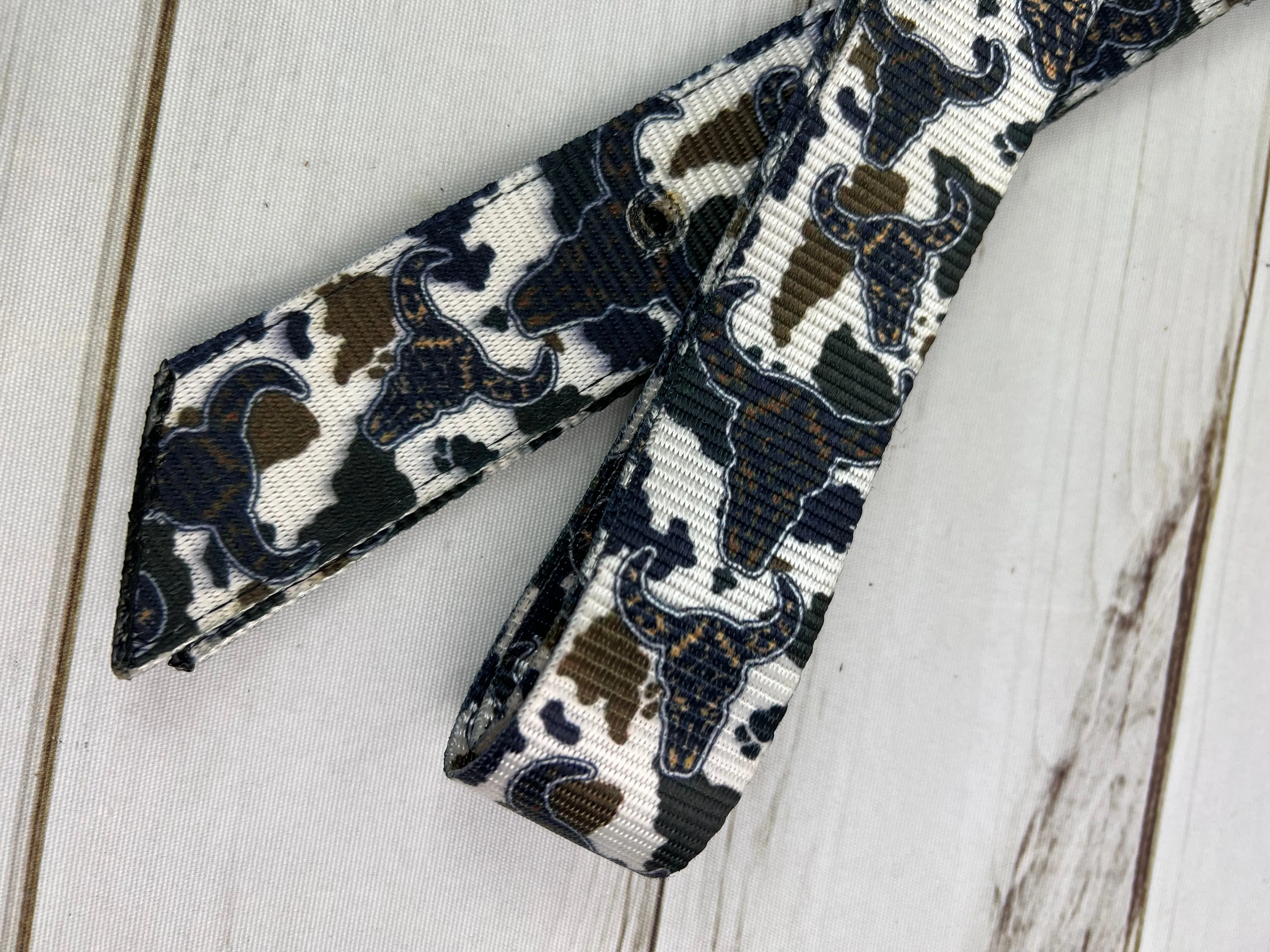 Cow Pattern Bull Head Cinch Strap Set