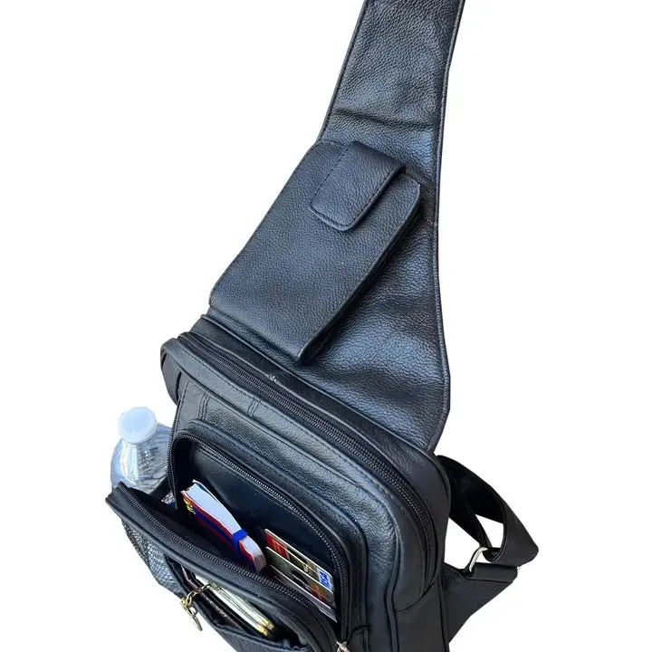 Cowhide Sling Purse in Black