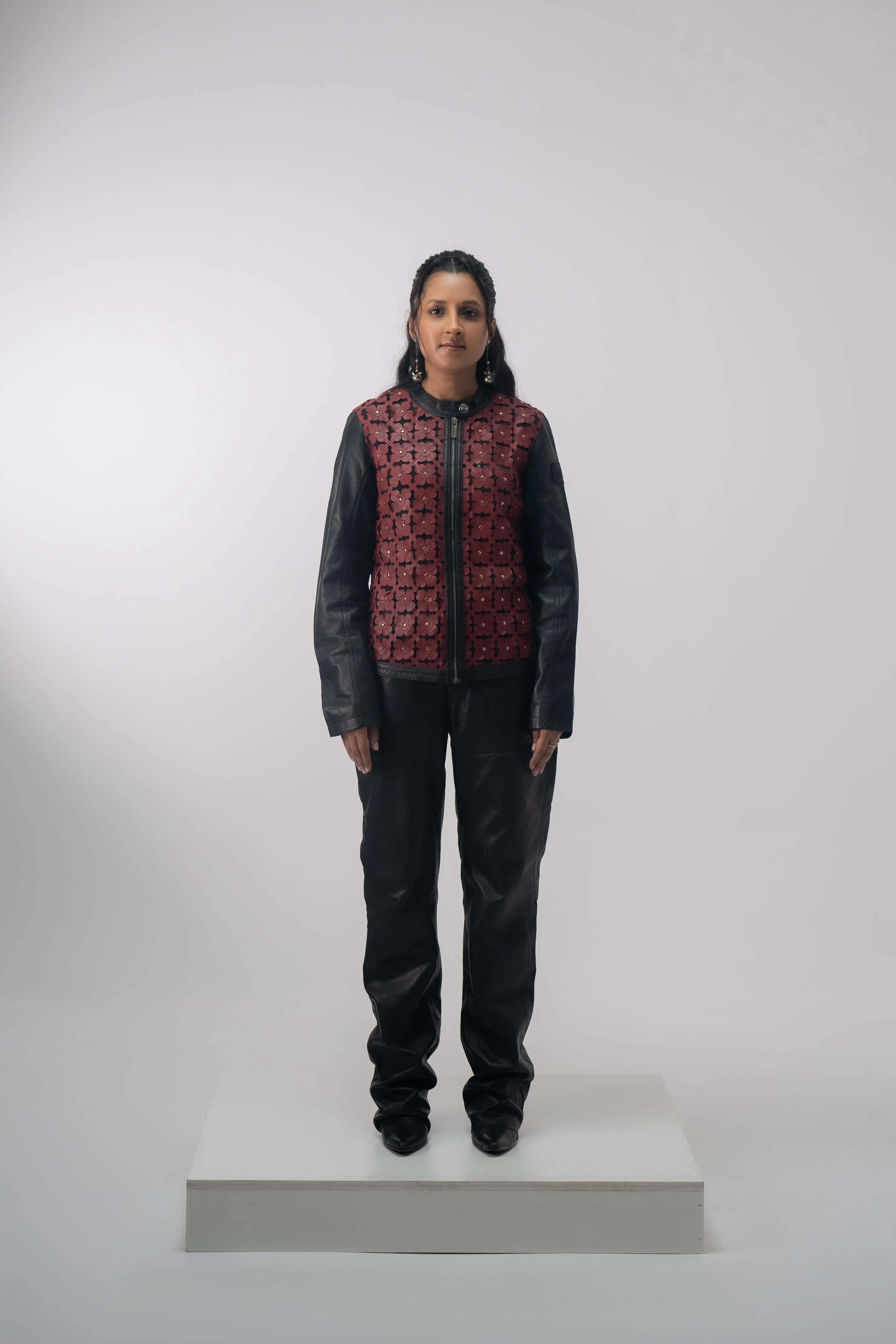 CRIMSON BLOOM LEATHER JACKET
