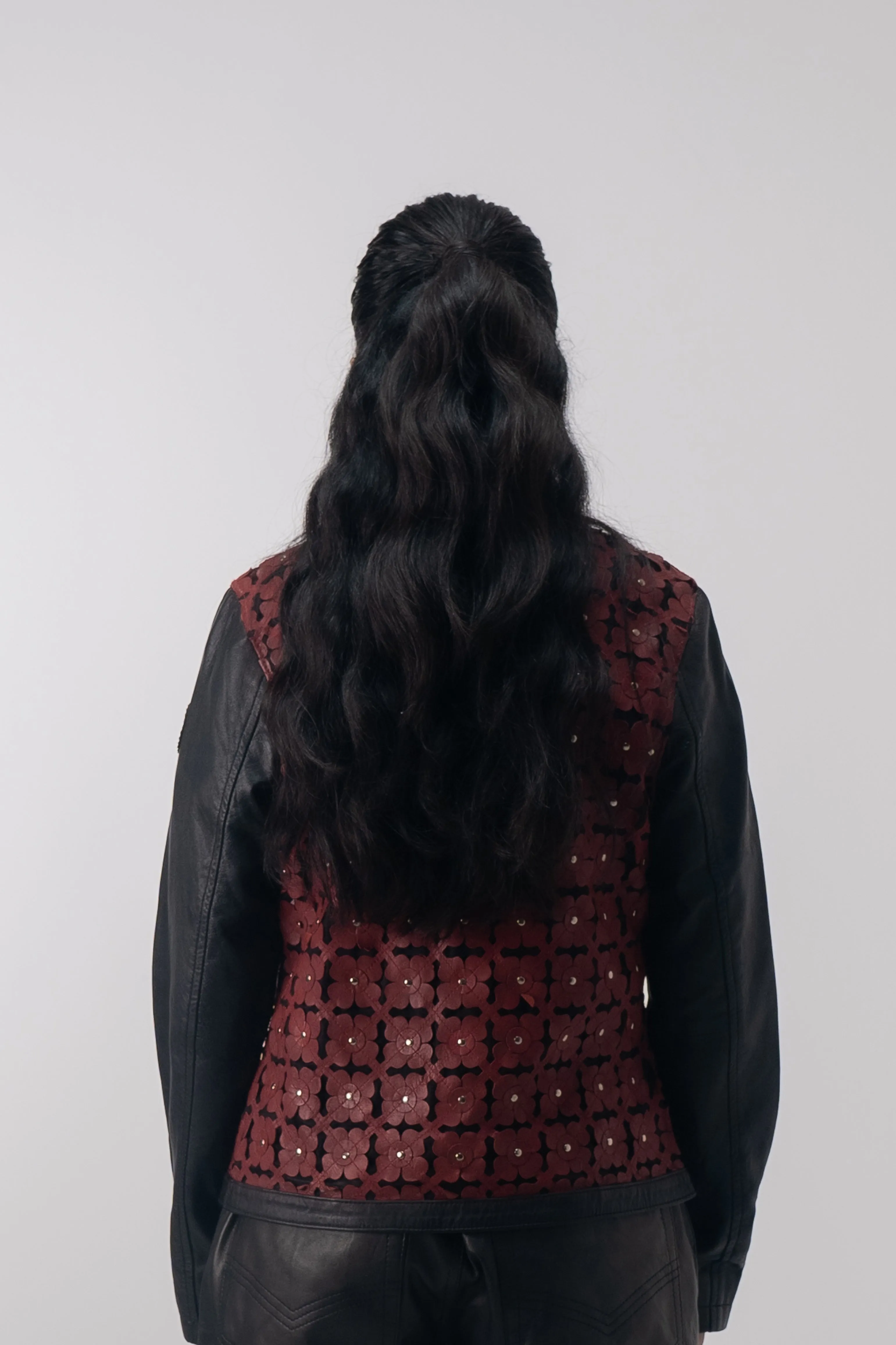 CRIMSON BLOOM LEATHER JACKET