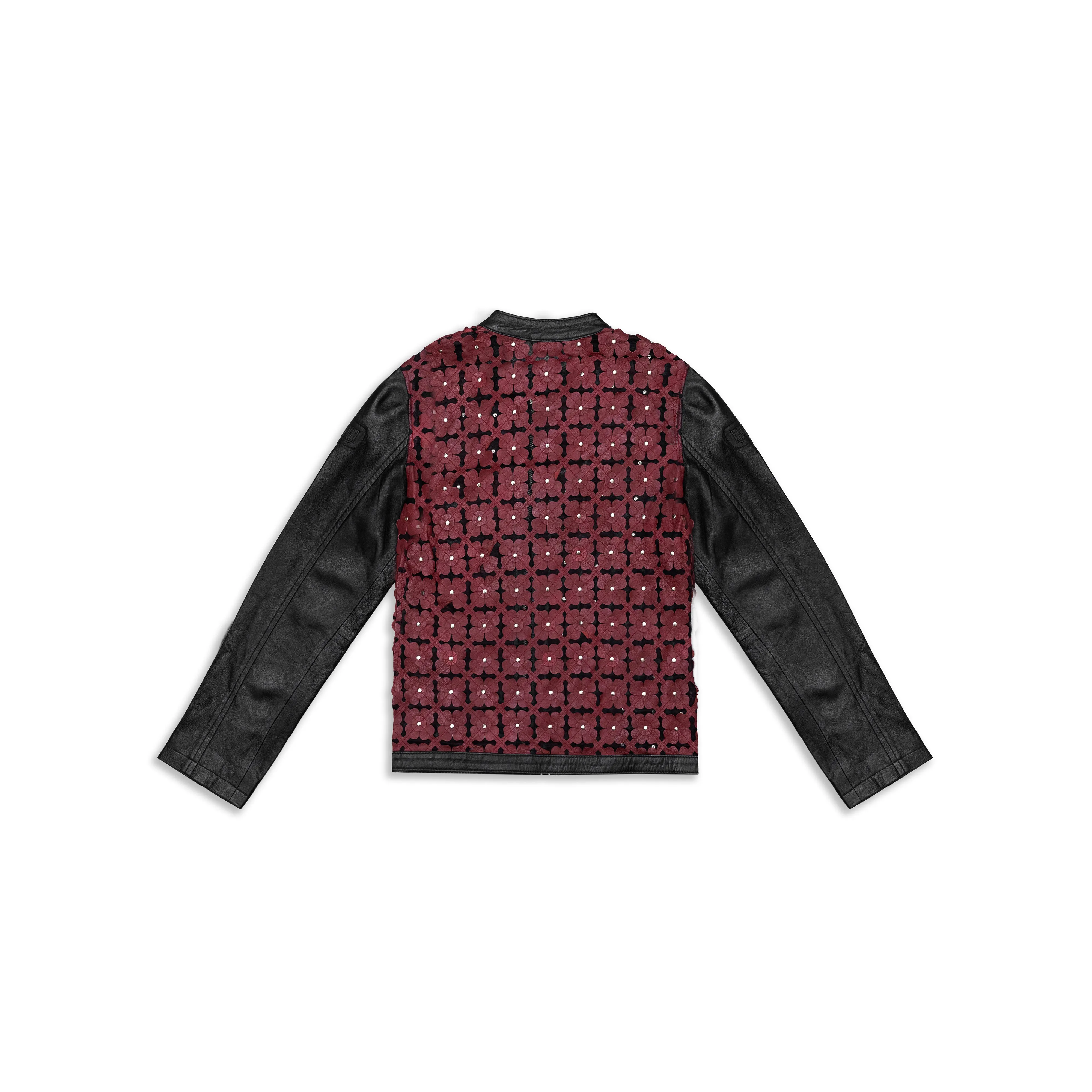 CRIMSON BLOOM LEATHER JACKET