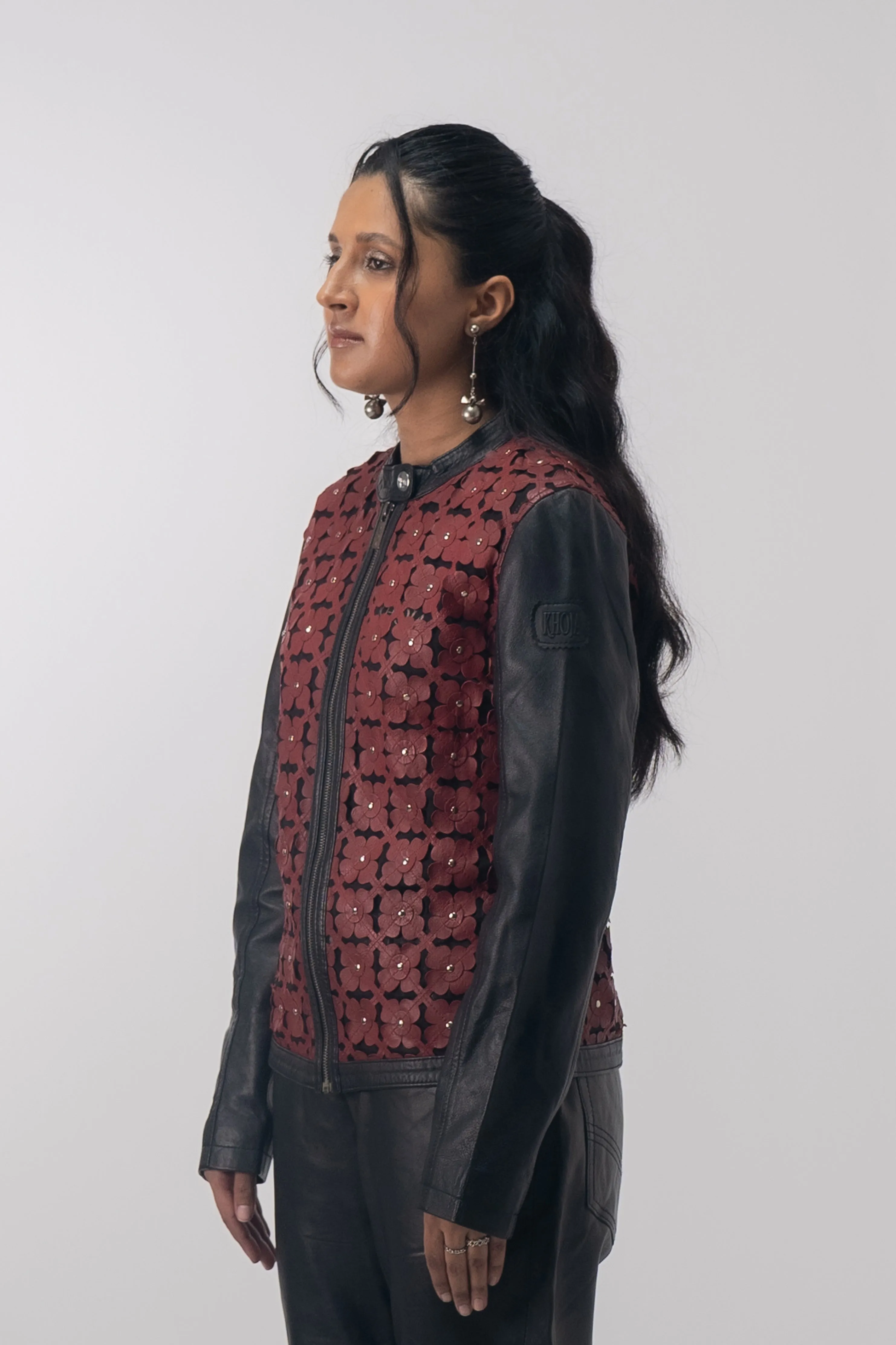 CRIMSON BLOOM LEATHER JACKET