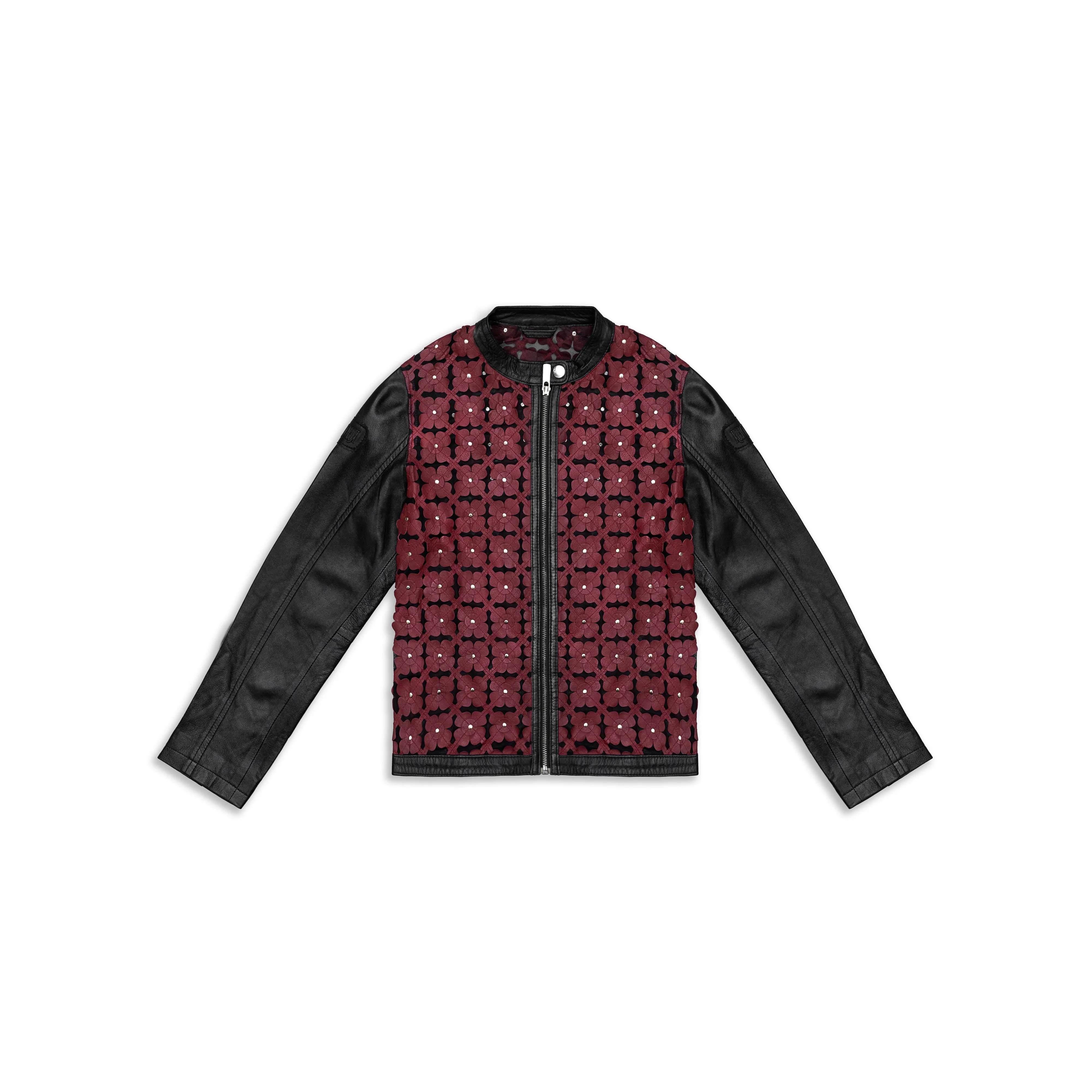 CRIMSON BLOOM LEATHER JACKET
