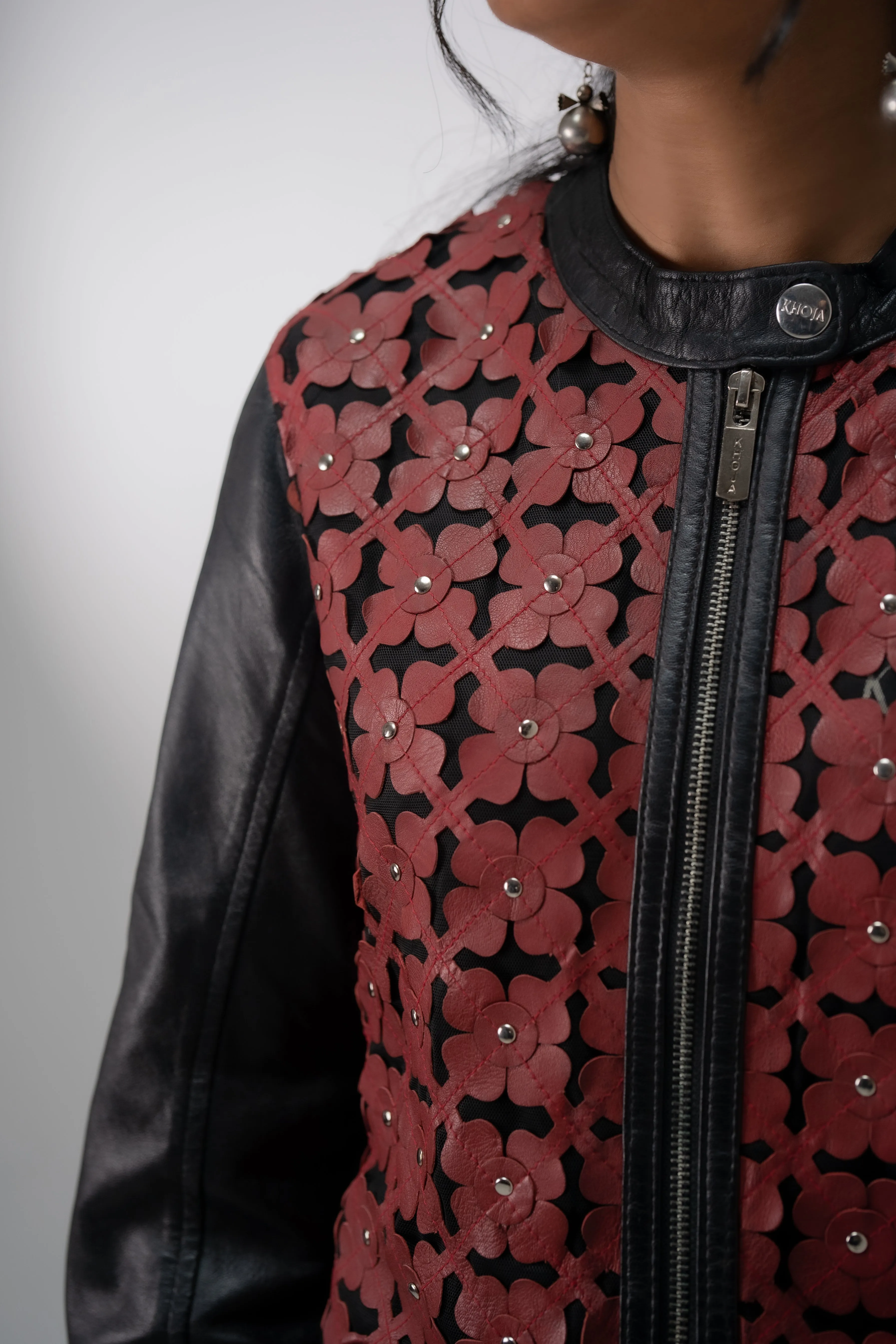 CRIMSON BLOOM LEATHER JACKET
