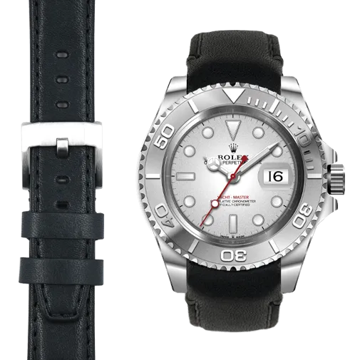 Curved End Leather Strap for Rolex Yacht-Master with Tang Buckle