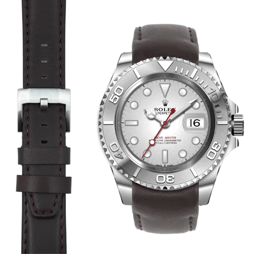 Curved End Leather Strap for Rolex Yacht-Master with Tang Buckle