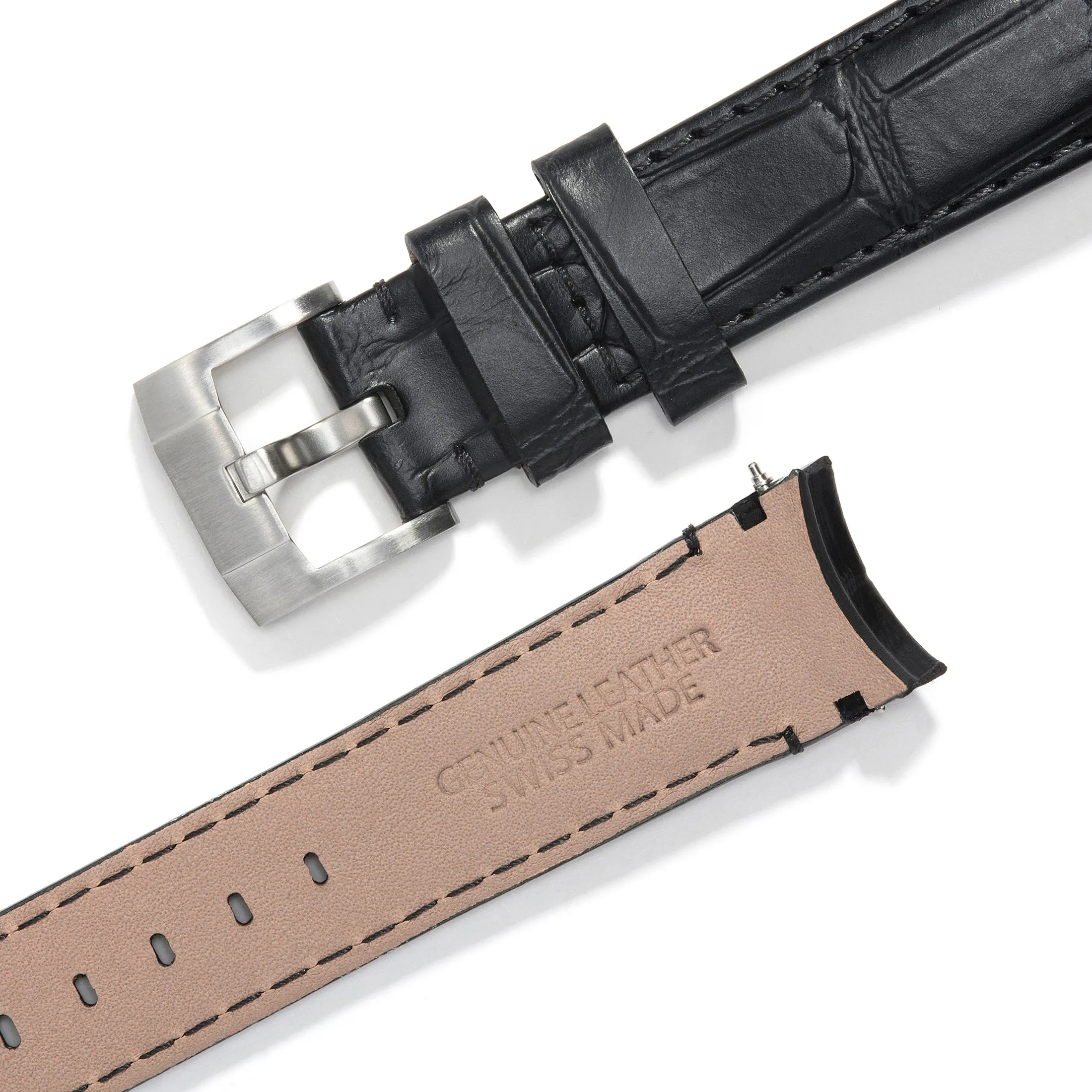 Curved End Leather Strap for Rolex Yacht-Master with Tang Buckle