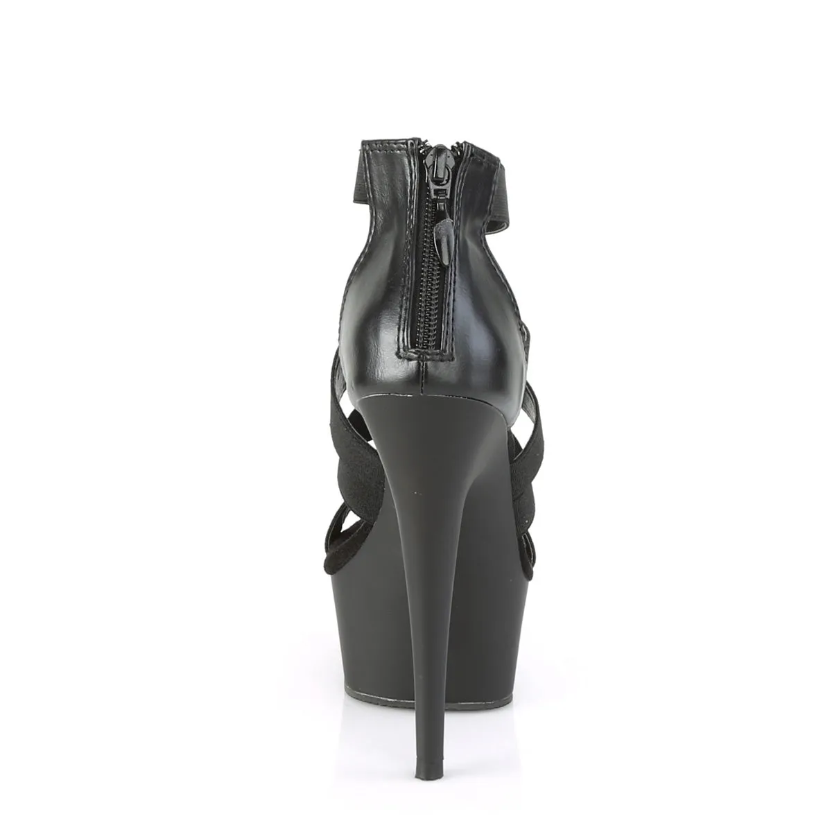 DELIGHT-651  Black Elastic Band-Faux Leather/Black Matte