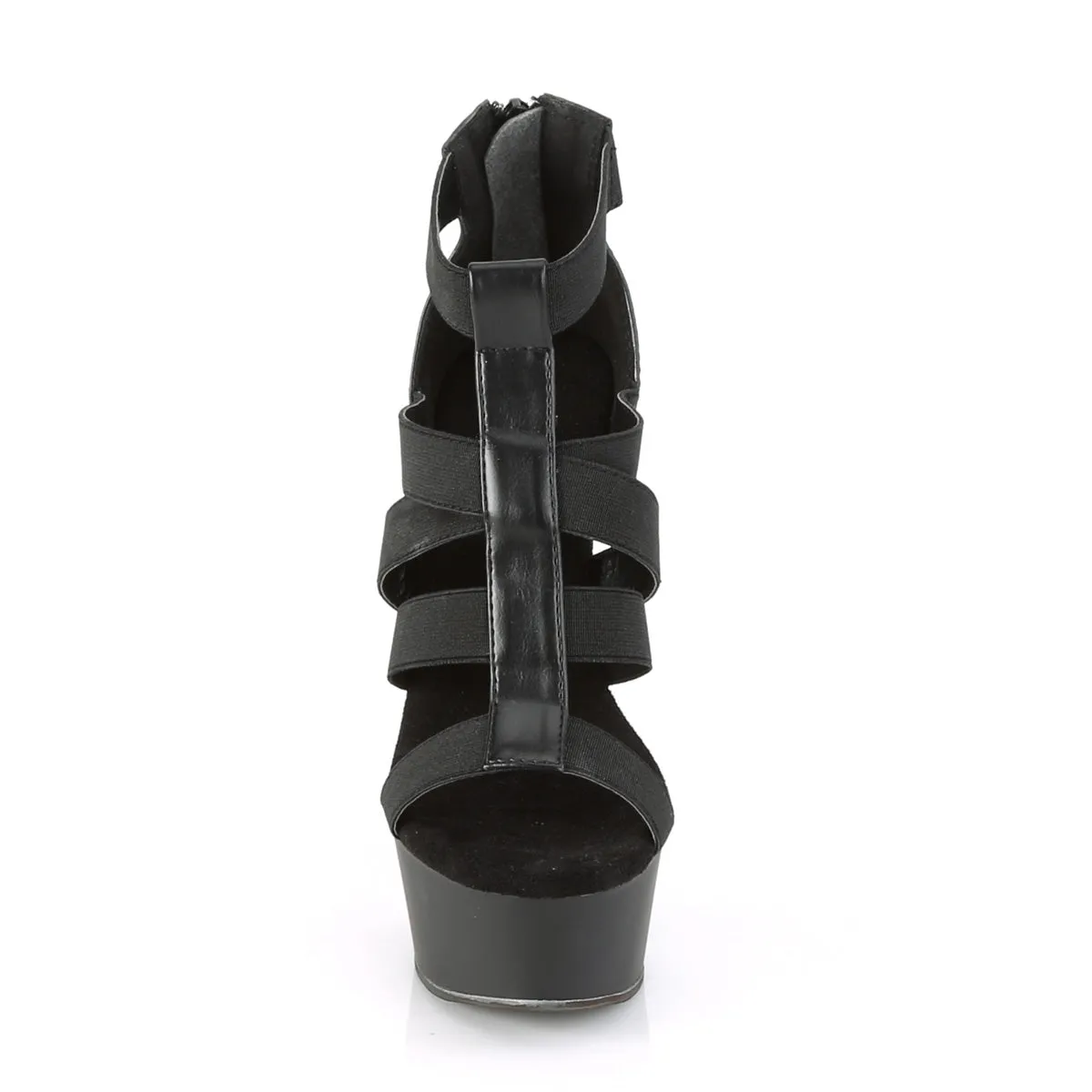 DELIGHT-651  Black Elastic Band-Faux Leather/Black Matte