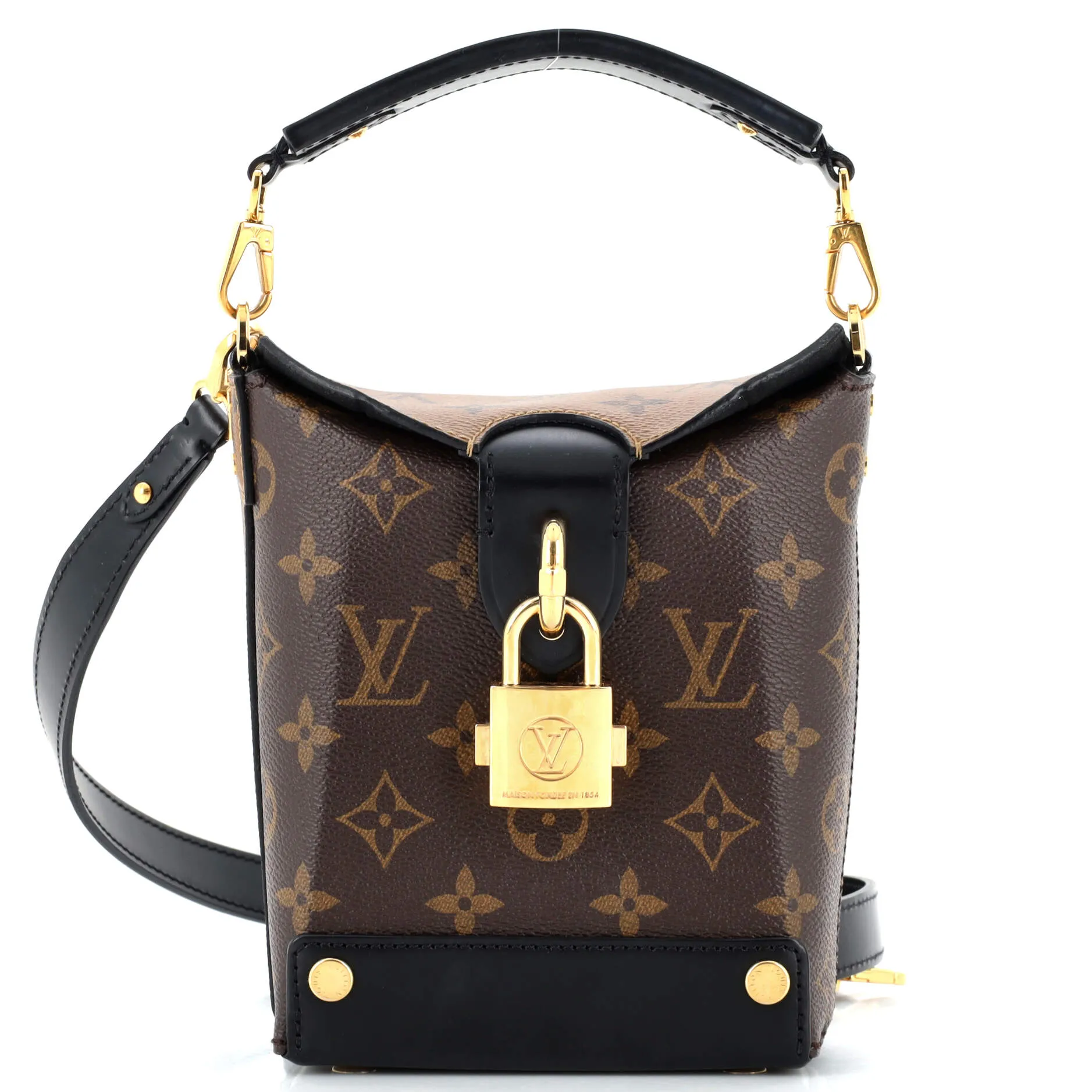 Designer Bento Box Handbag Reverse Monogram Canvas
