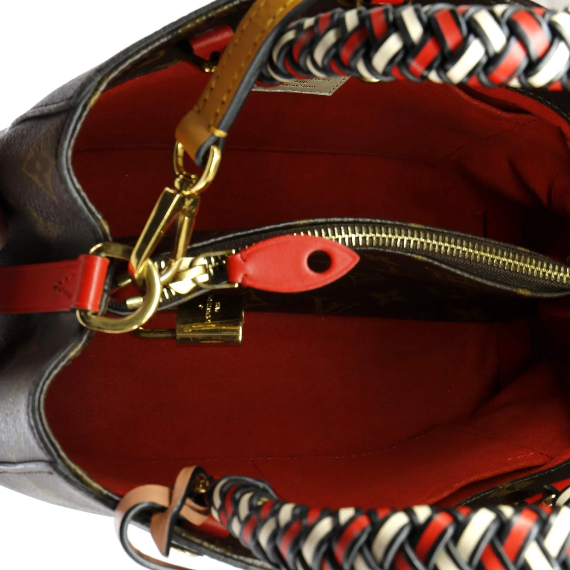 Designer Braided Handle Montaigne Handbag Monogram Canvas BB