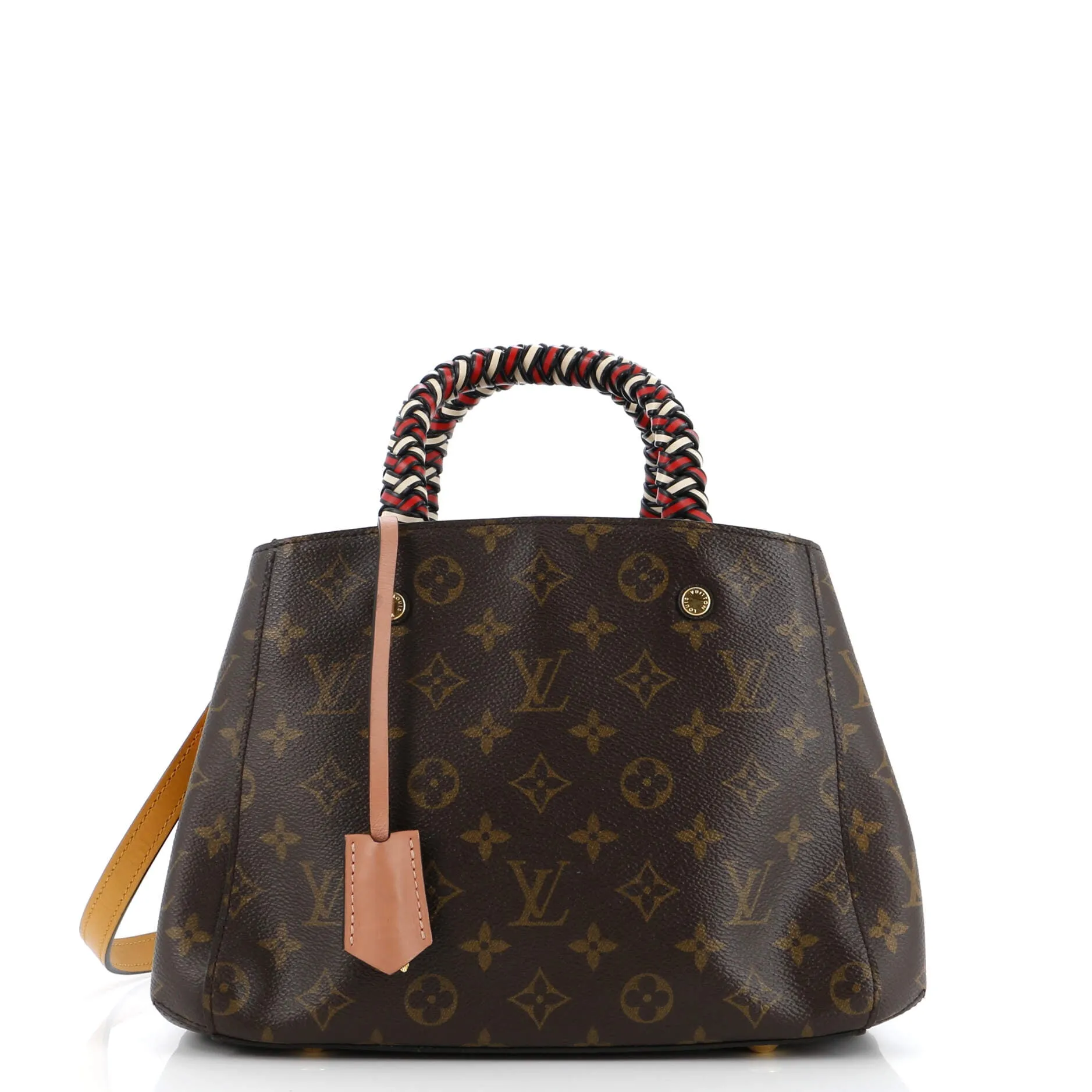 Designer Braided Handle Montaigne Handbag Monogram Canvas BB
