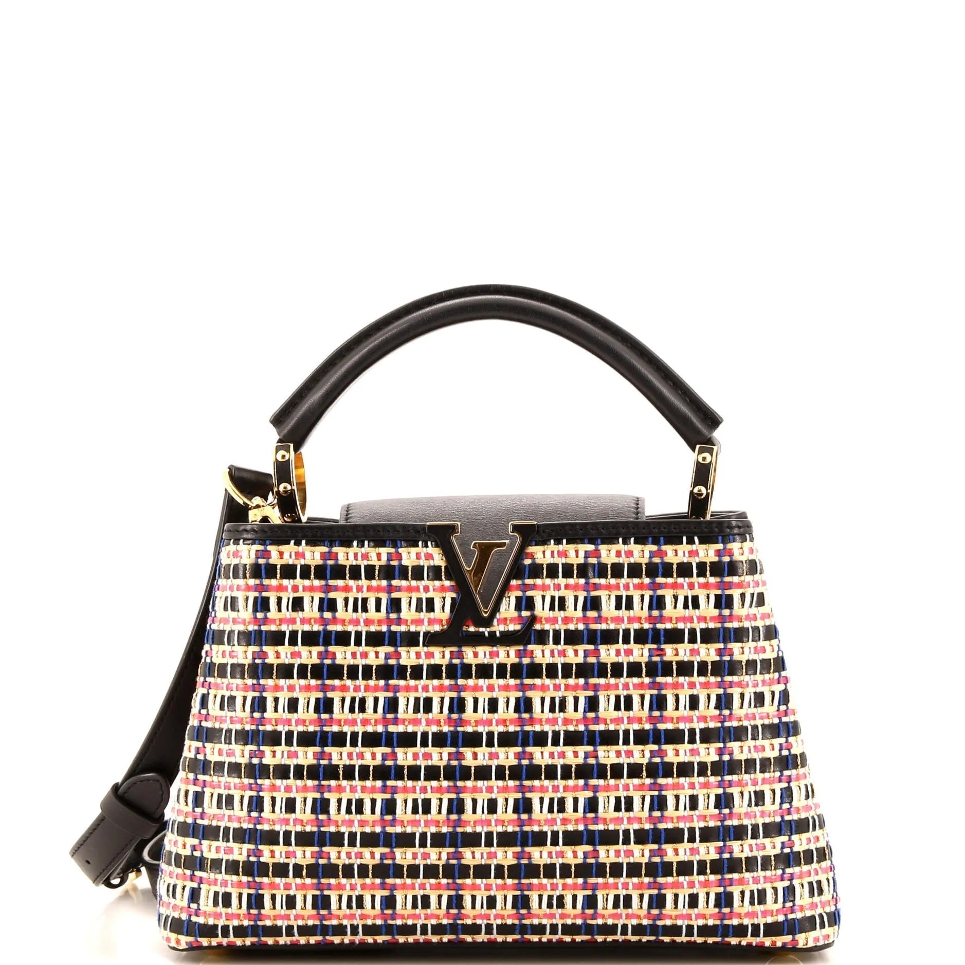 Designer Capucines Bag Woven Raffia and Leather BB