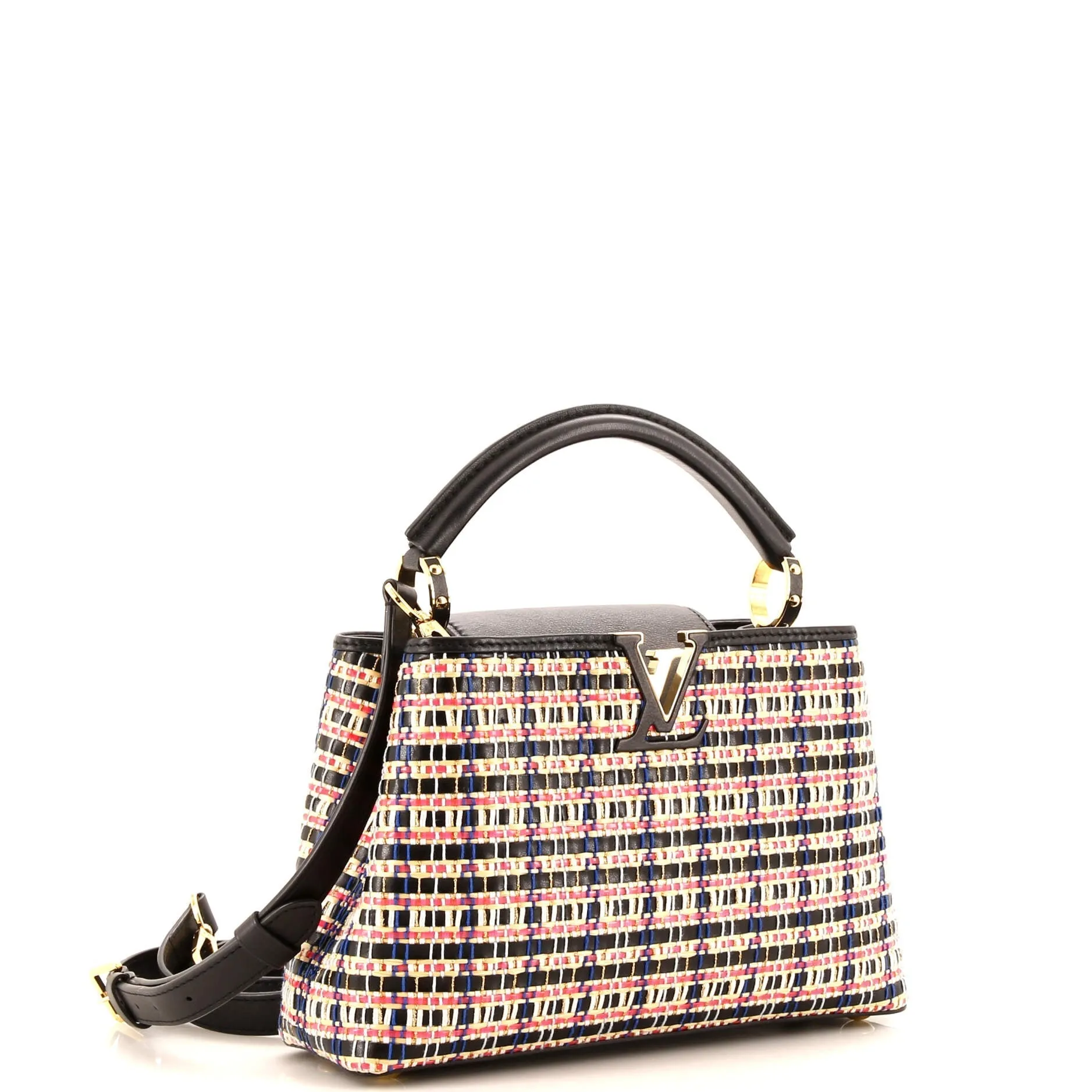 Designer Capucines Bag Woven Raffia and Leather BB