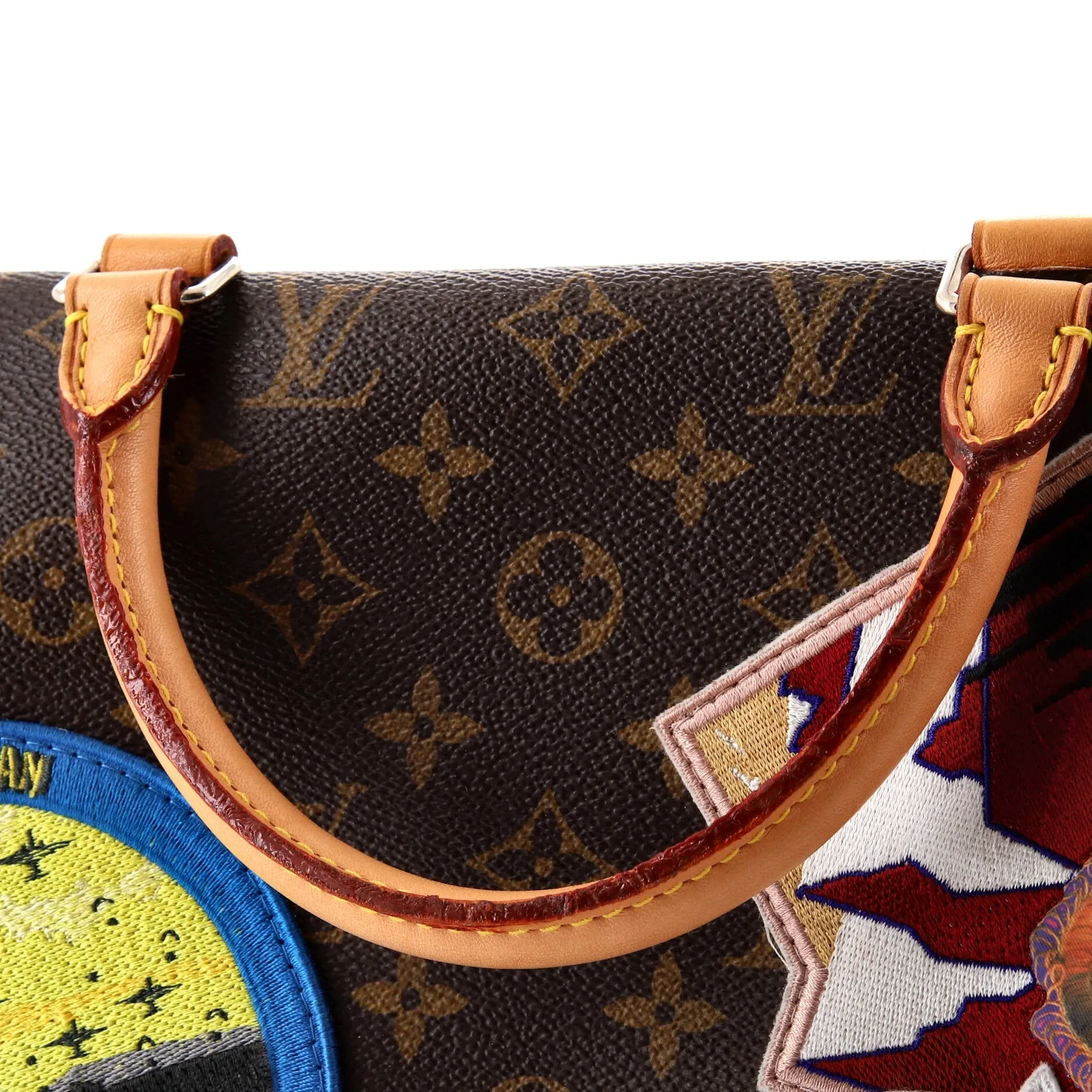 Designer Cindy Sherman Camera Messenger Bag Patch Embellished Monogram Canvas