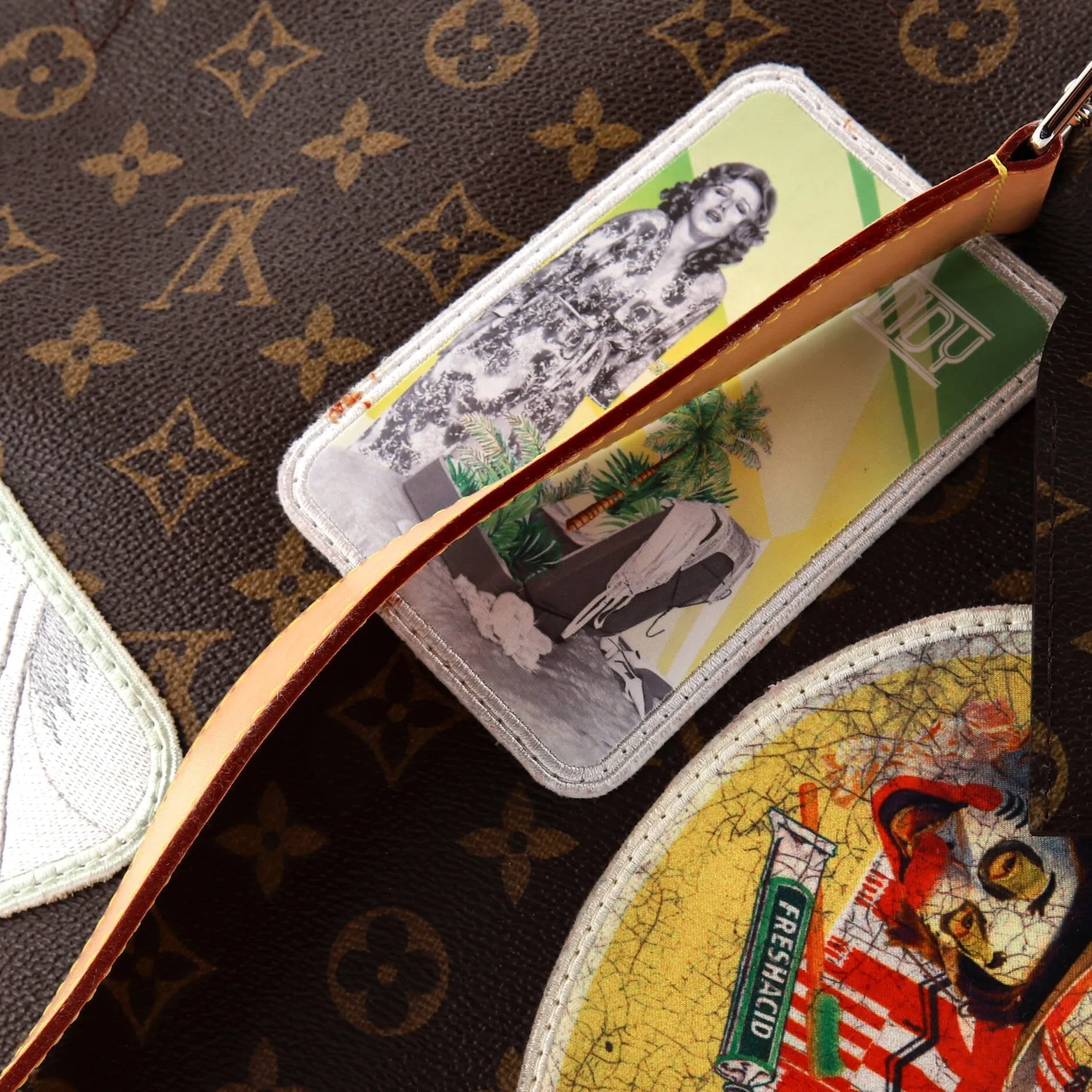 Designer Cindy Sherman Camera Messenger Bag Patch Embellished Monogram Canvas