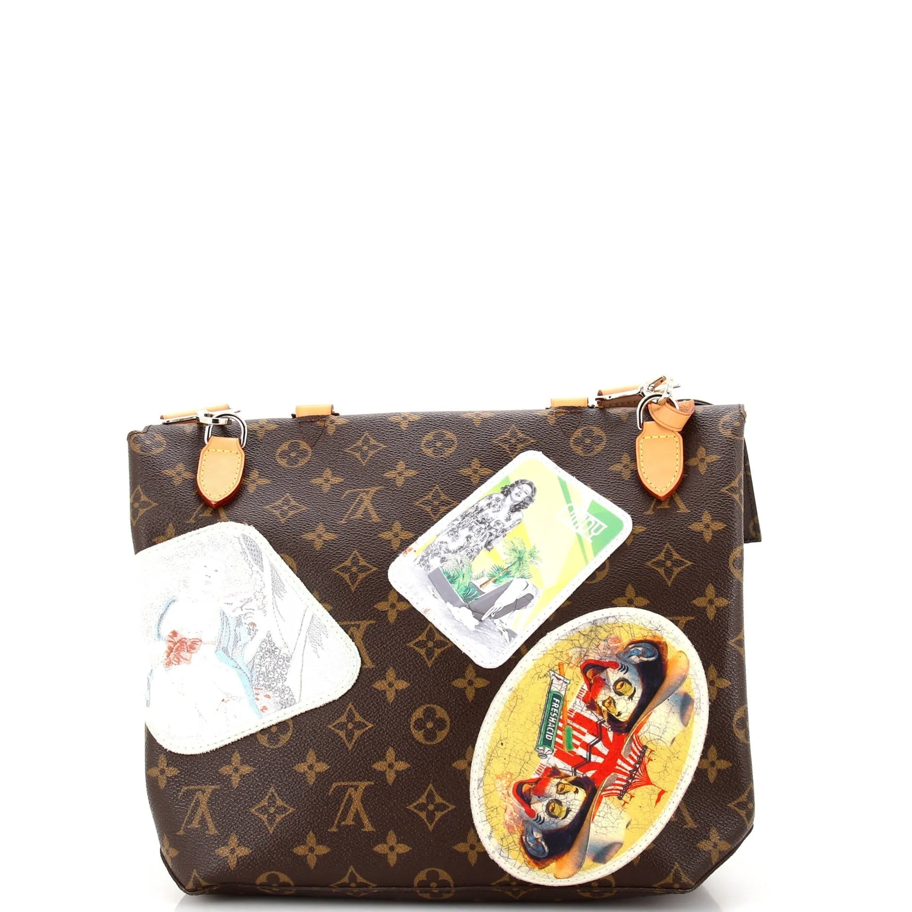Designer Cindy Sherman Camera Messenger Bag Patch Embellished Monogram Canvas