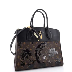 Designer City Steamer Handbag Limited Edition Blossom Monogram Canvas and Leather MM