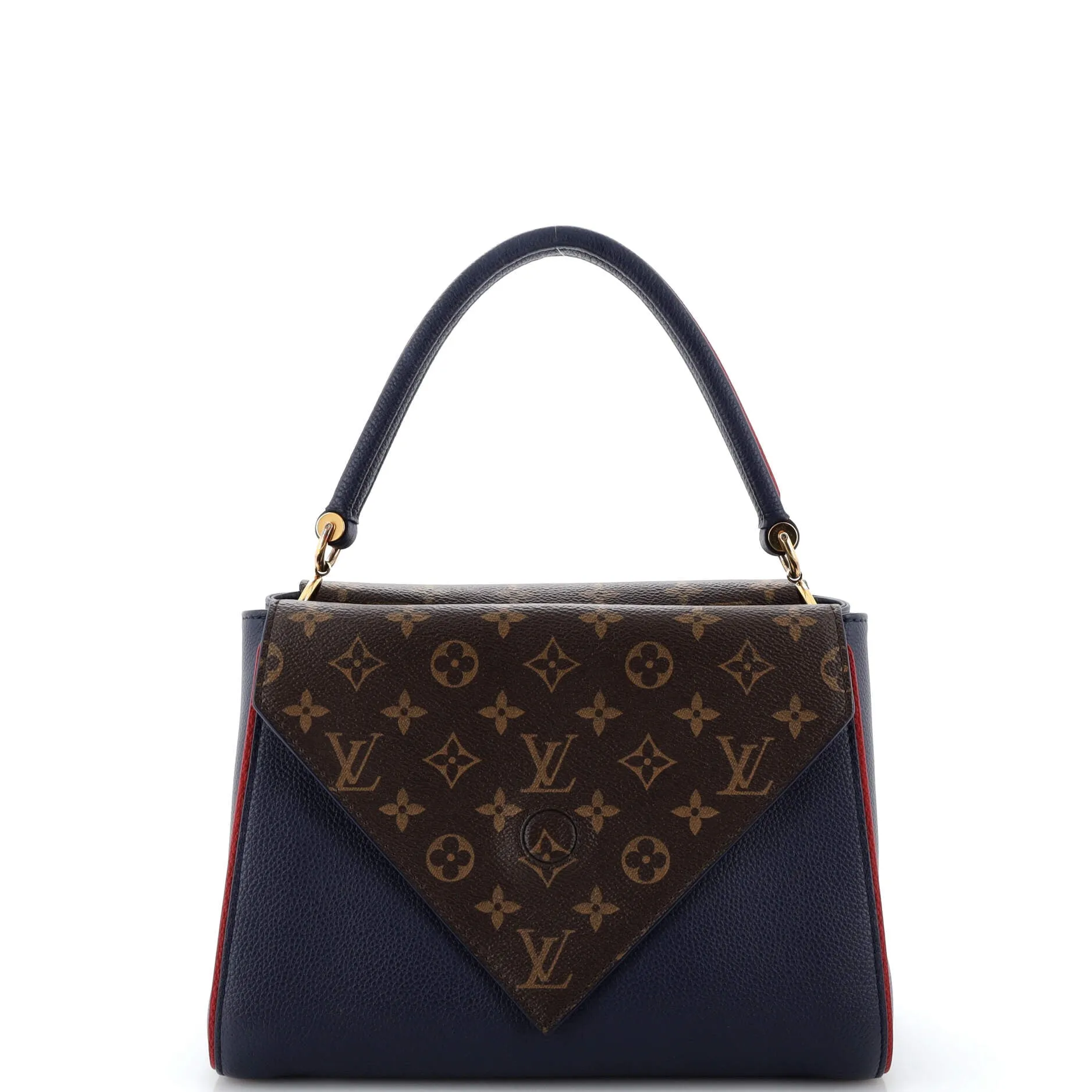 Designer Double V Handbag Calfskin with Monogram Canvas