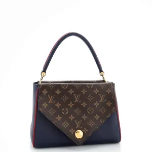 Designer Double V Handbag Calfskin with Monogram Canvas