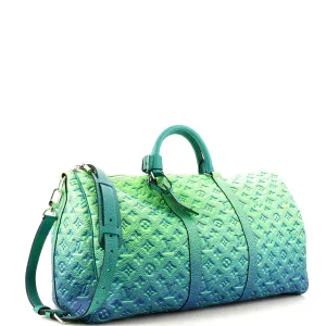 Designer Keepall Bandouliere Bag Limited Edition Illusion Monogram Taurillon Leather 50