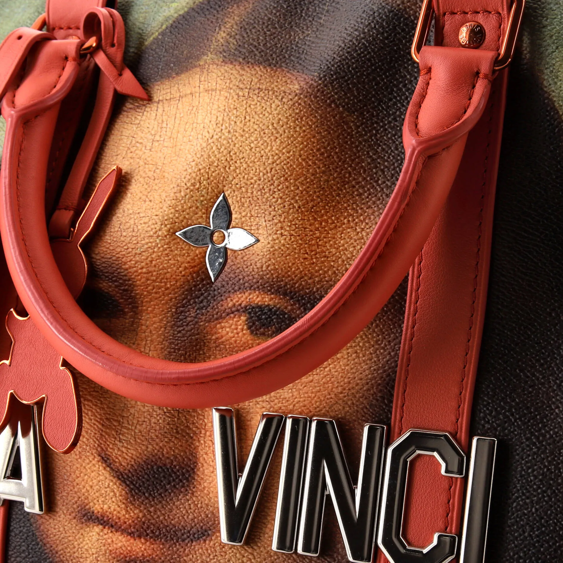 Designer Keepall Bandouliere Bag Limited Edition Jeff Koons Da Vinci Print Canvas 50