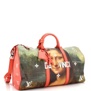 Designer Keepall Bandouliere Bag Limited Edition Jeff Koons Da Vinci Print Canvas 50