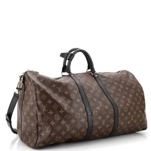 Designer Keepall Bandouliere Bag Macassar Monogram Canvas 55