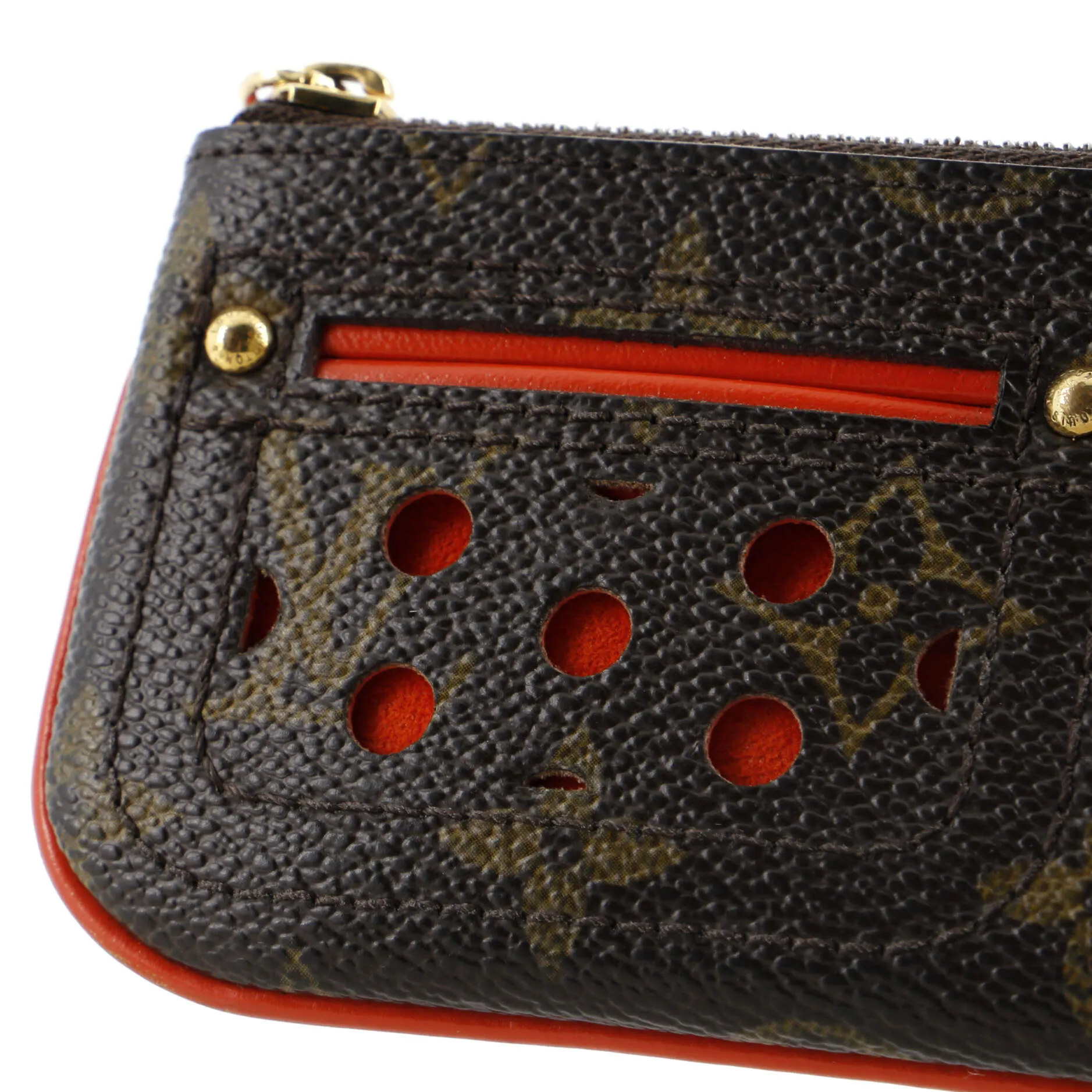 Designer Key Pouch Perforated Monogram Canvas