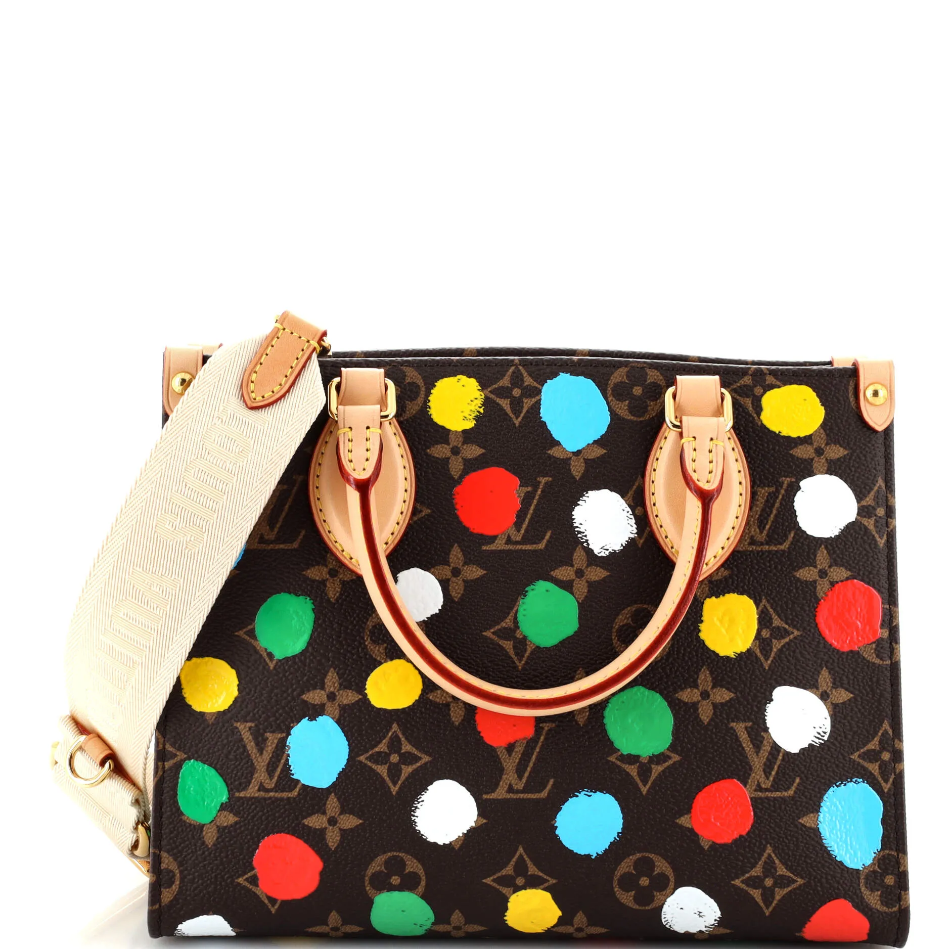 Designer OnTheGo Tote Yayoi Kusama Painted Dots Monogram Canvas PM