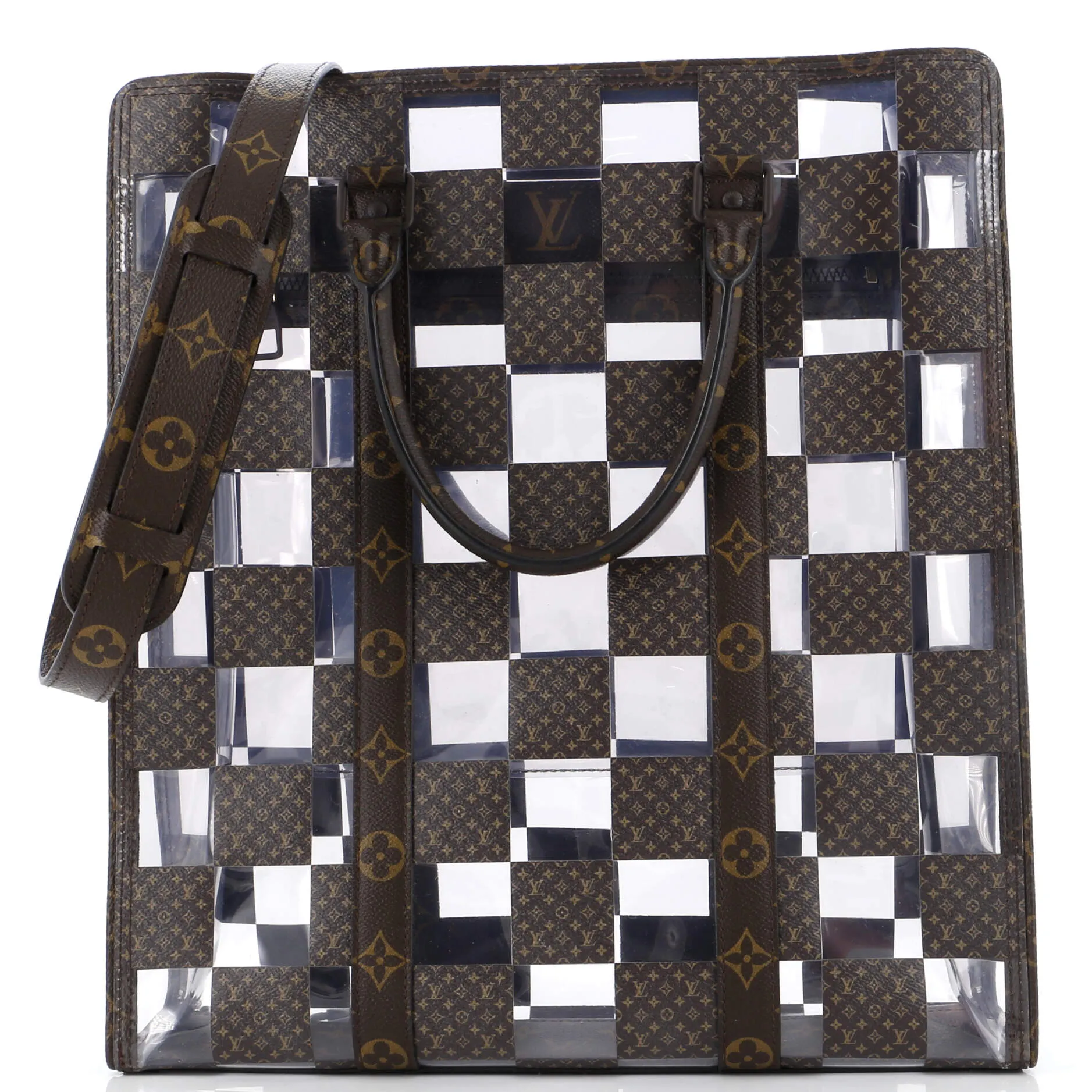 Designer Sac Plat Bag Monogram Chess Coated Canvas and PVC